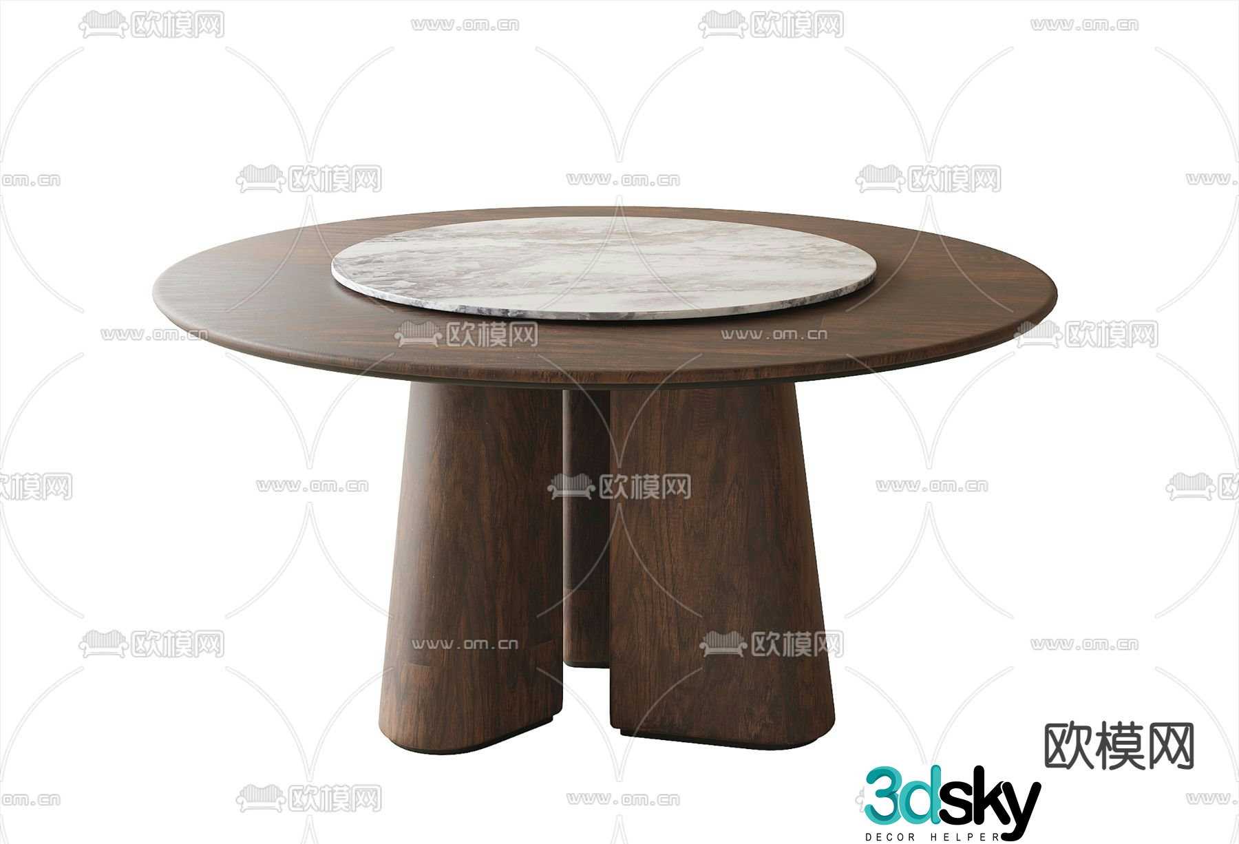 Round dining table 3d model