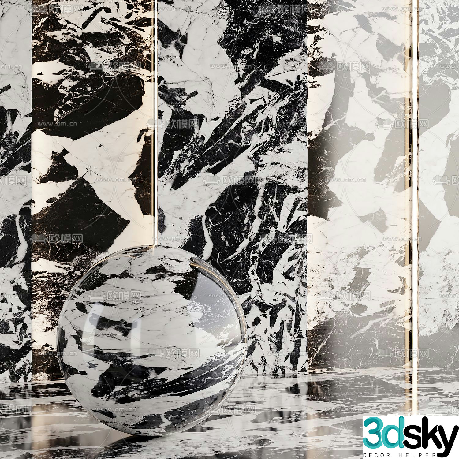Modern Bulgari wall marble 3d model