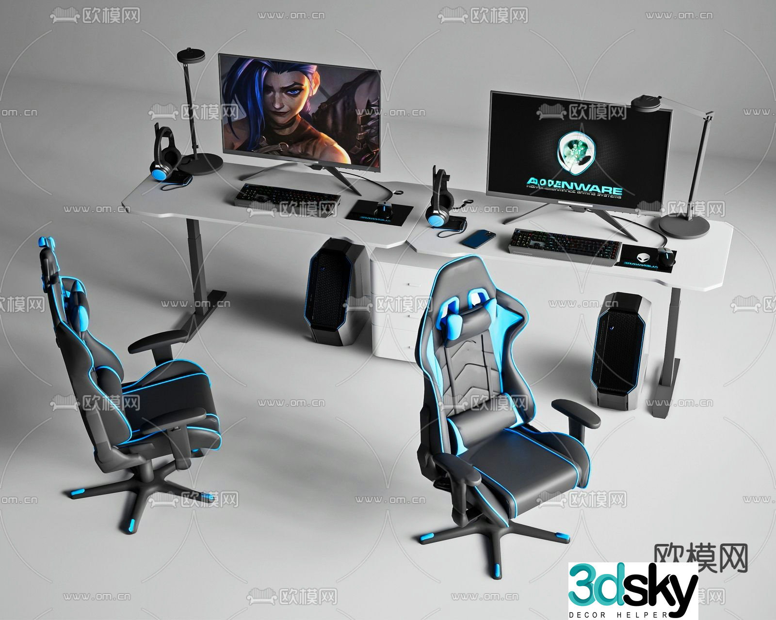 Esports table gaming table computer table 3d model