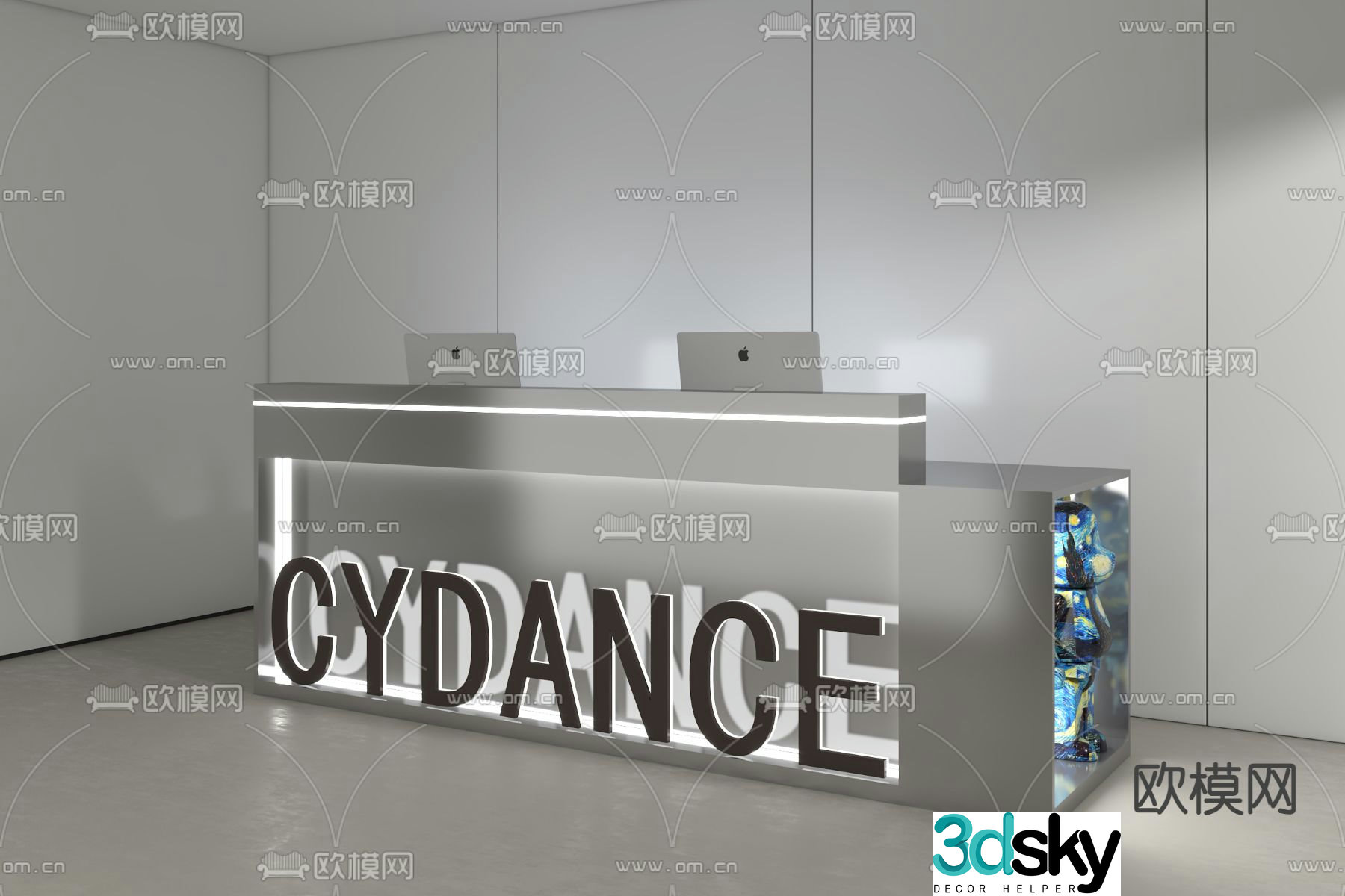 Modern front desk reception desk service desk 3d model