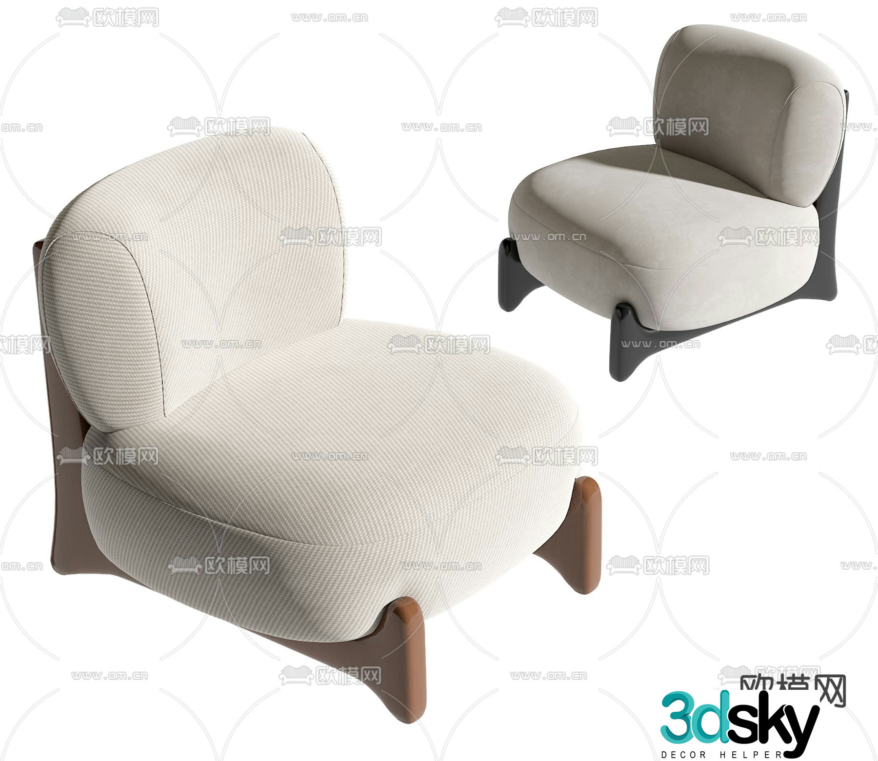 Modern single sofa leisure chair 3d model