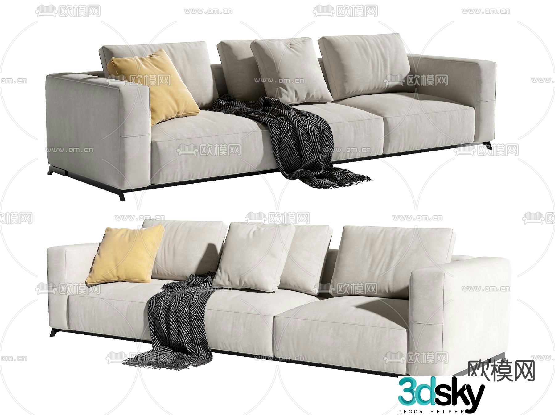 Modern multi-seater sofa 3d model