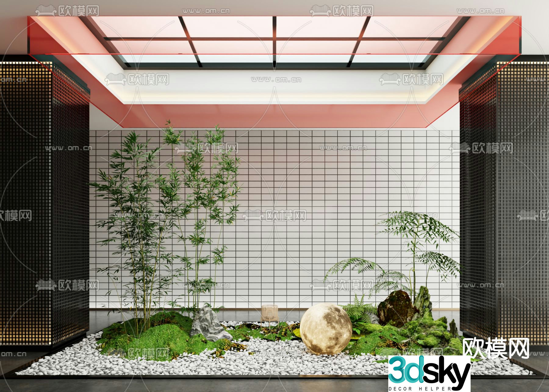 Indoor patio green plant landscaping 3D model
