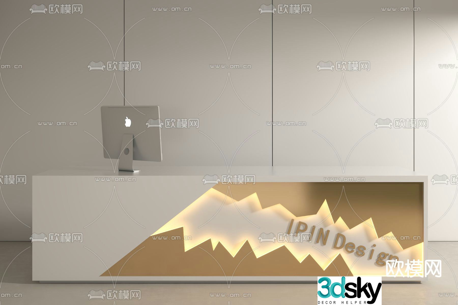 Modern front desk reception desk service desk 3d model