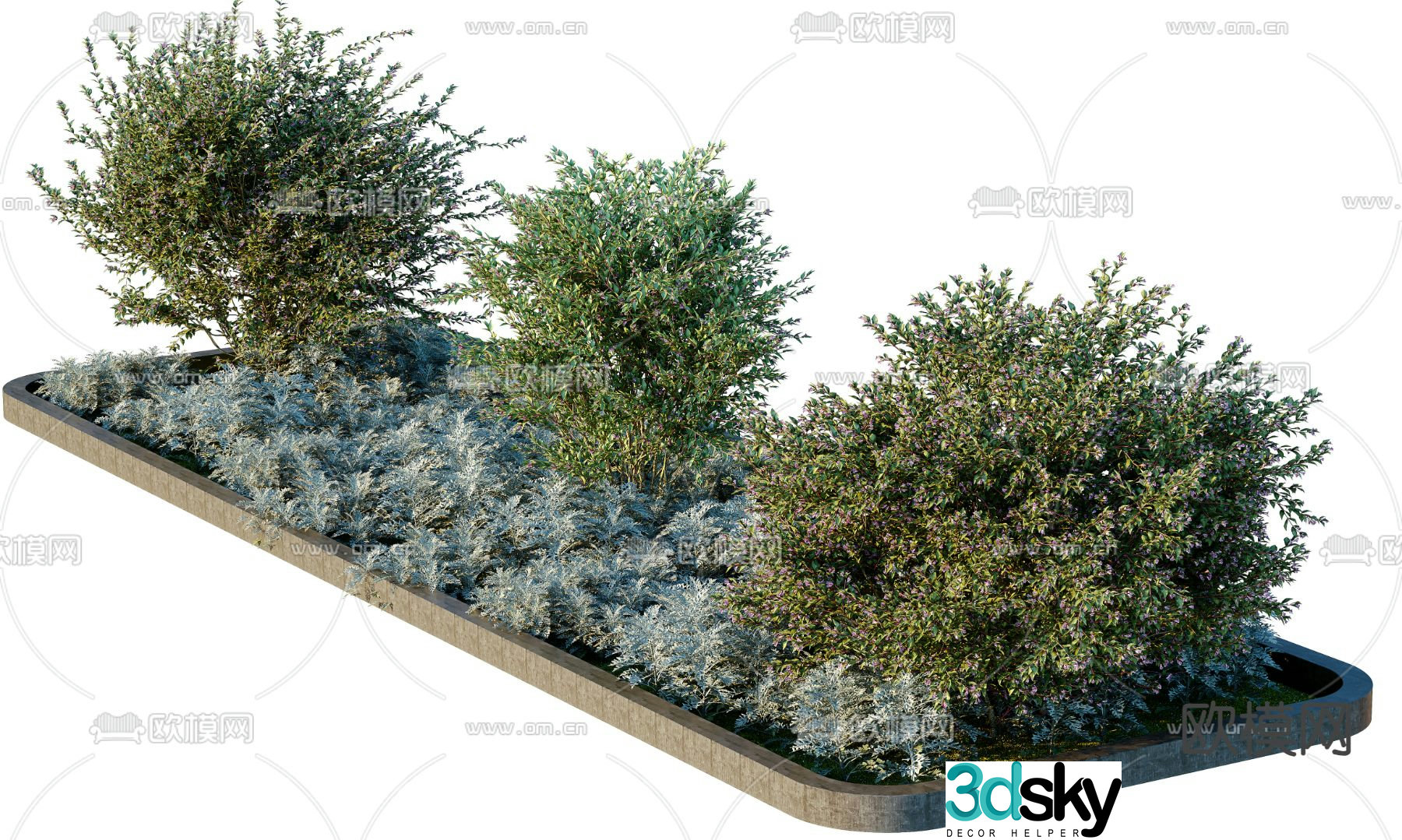 Plant heap tree pool green belt 3d model