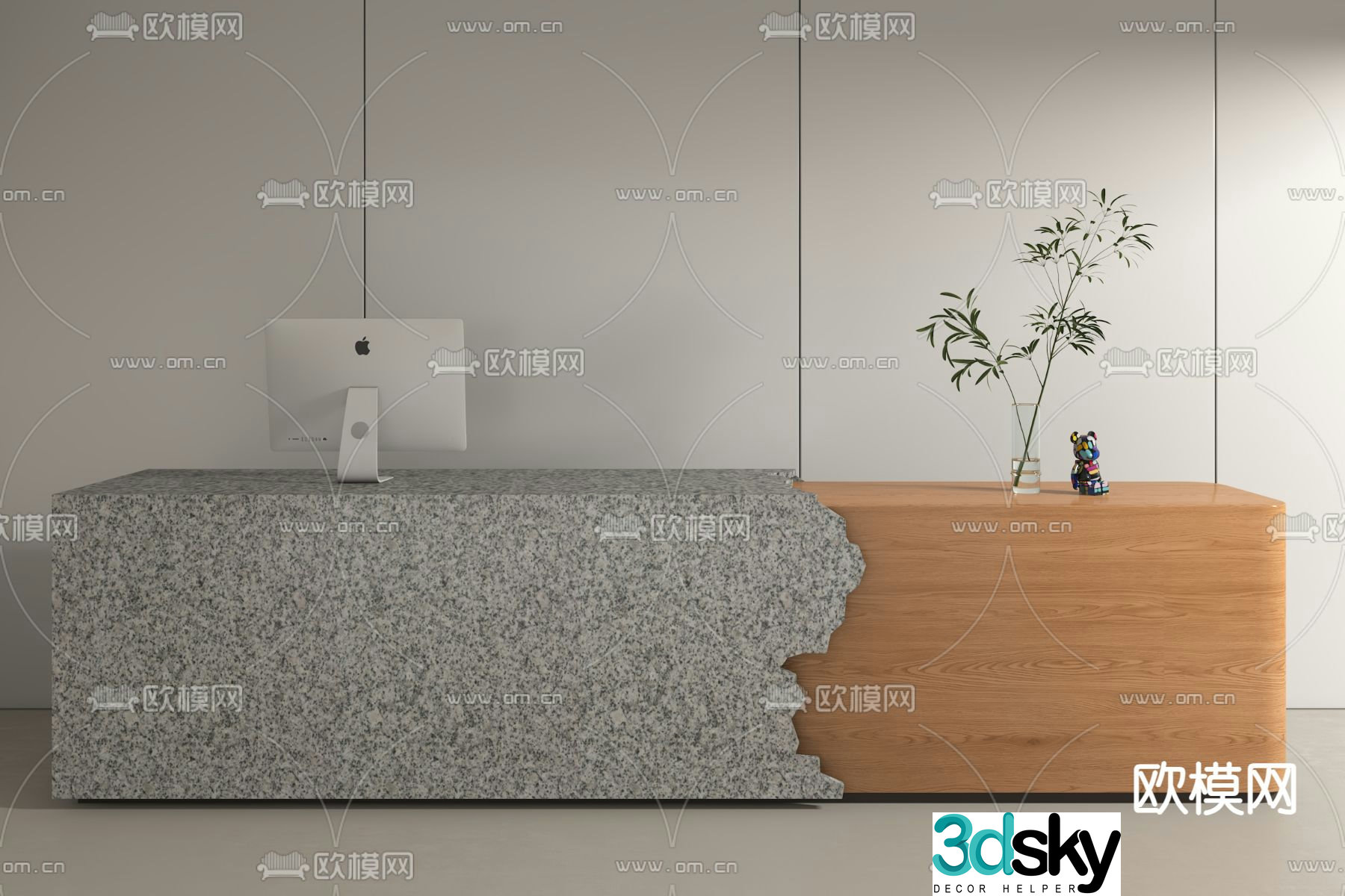 Modern front desk reception desk service desk 3d model