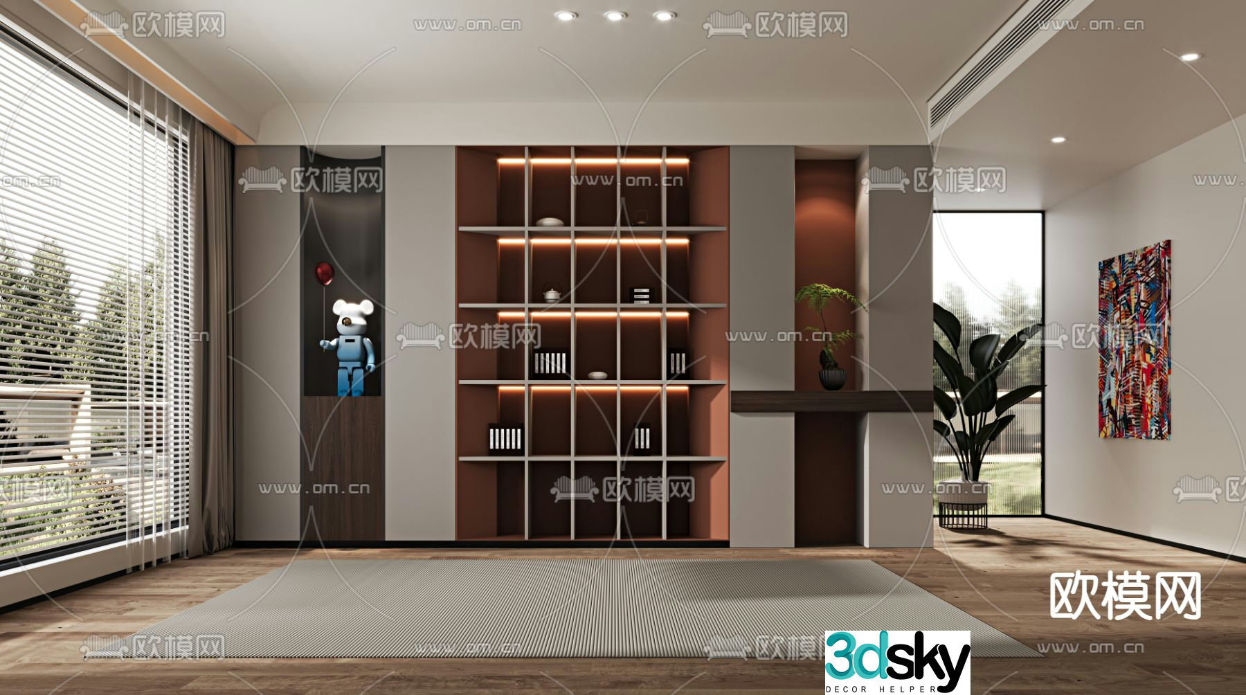 Modern decorative cabinet bookcase 3d model