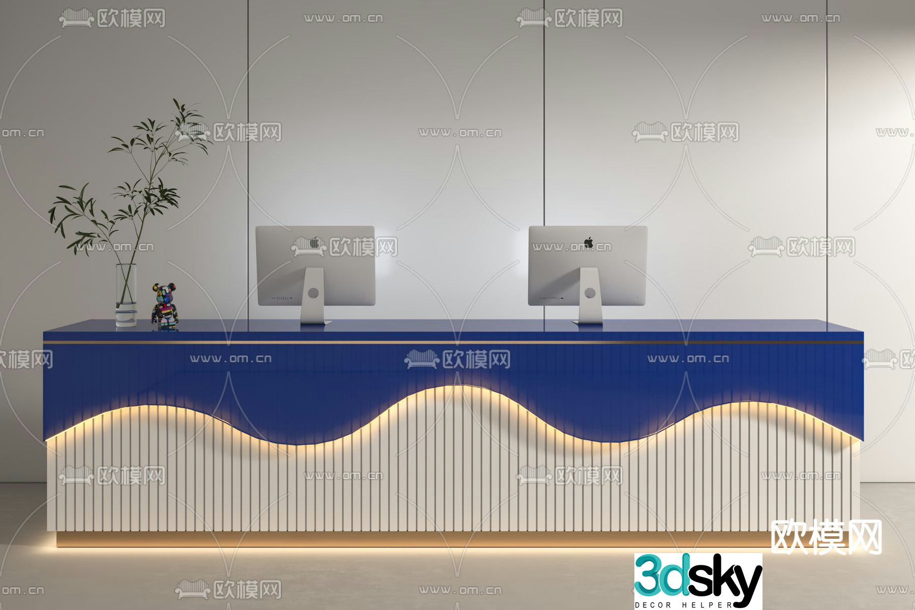 Modern front desk reception desk service desk 3d model