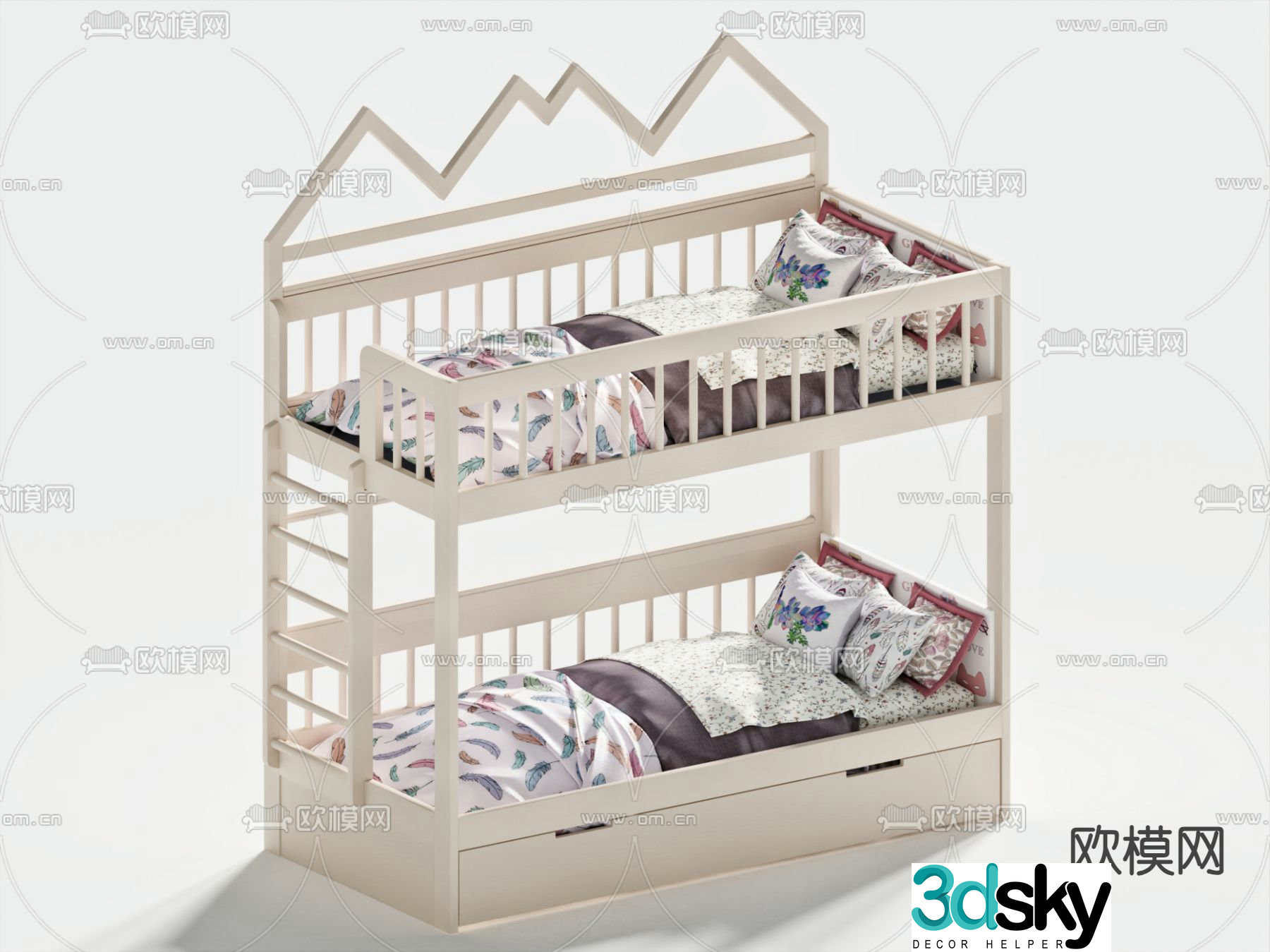 Bunk bed children’s bunk bed 3d model