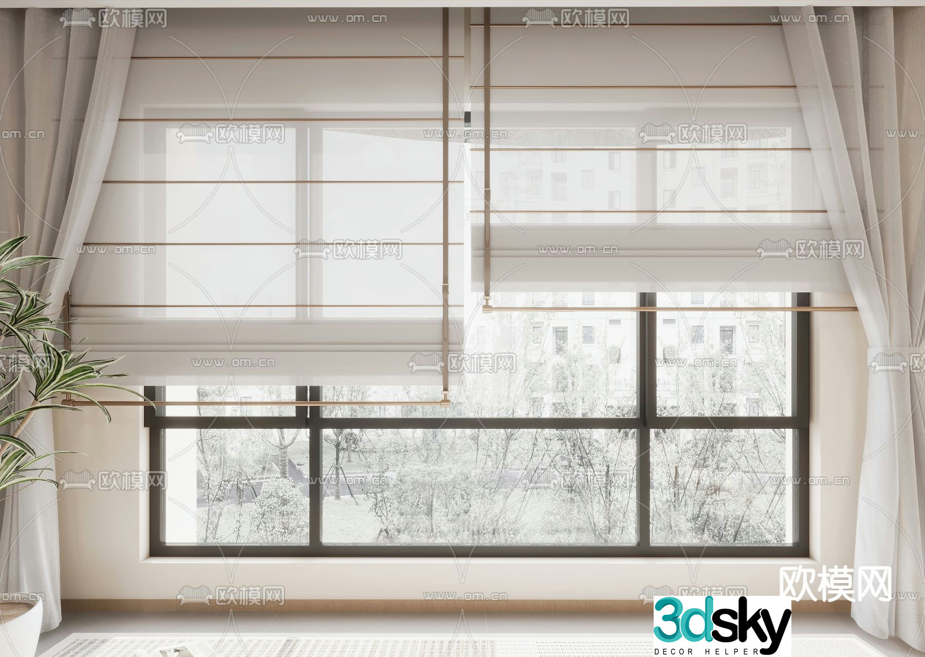 Blackout blinds Roller blinds Roman blinds 3D model