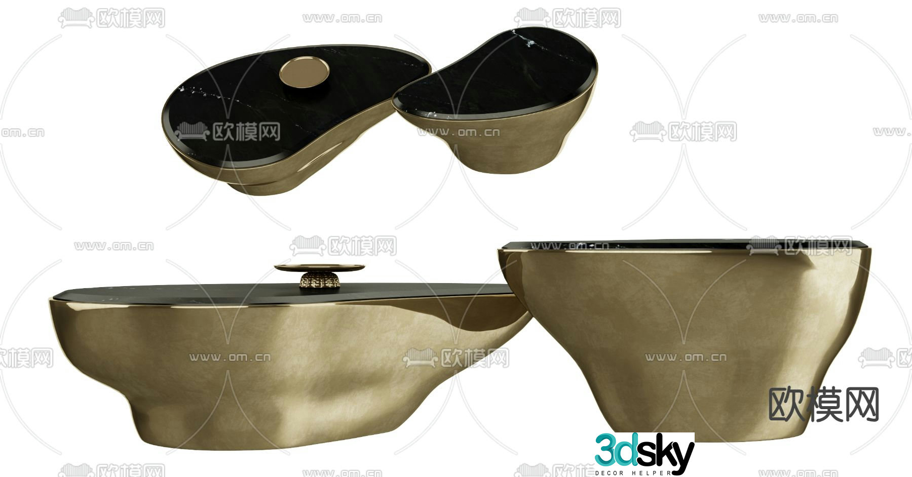 Modern special-shaped coffee table 3D model
