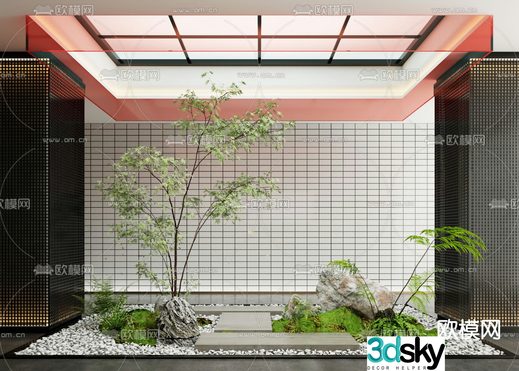Indoor patio green plant landscaping 3D model