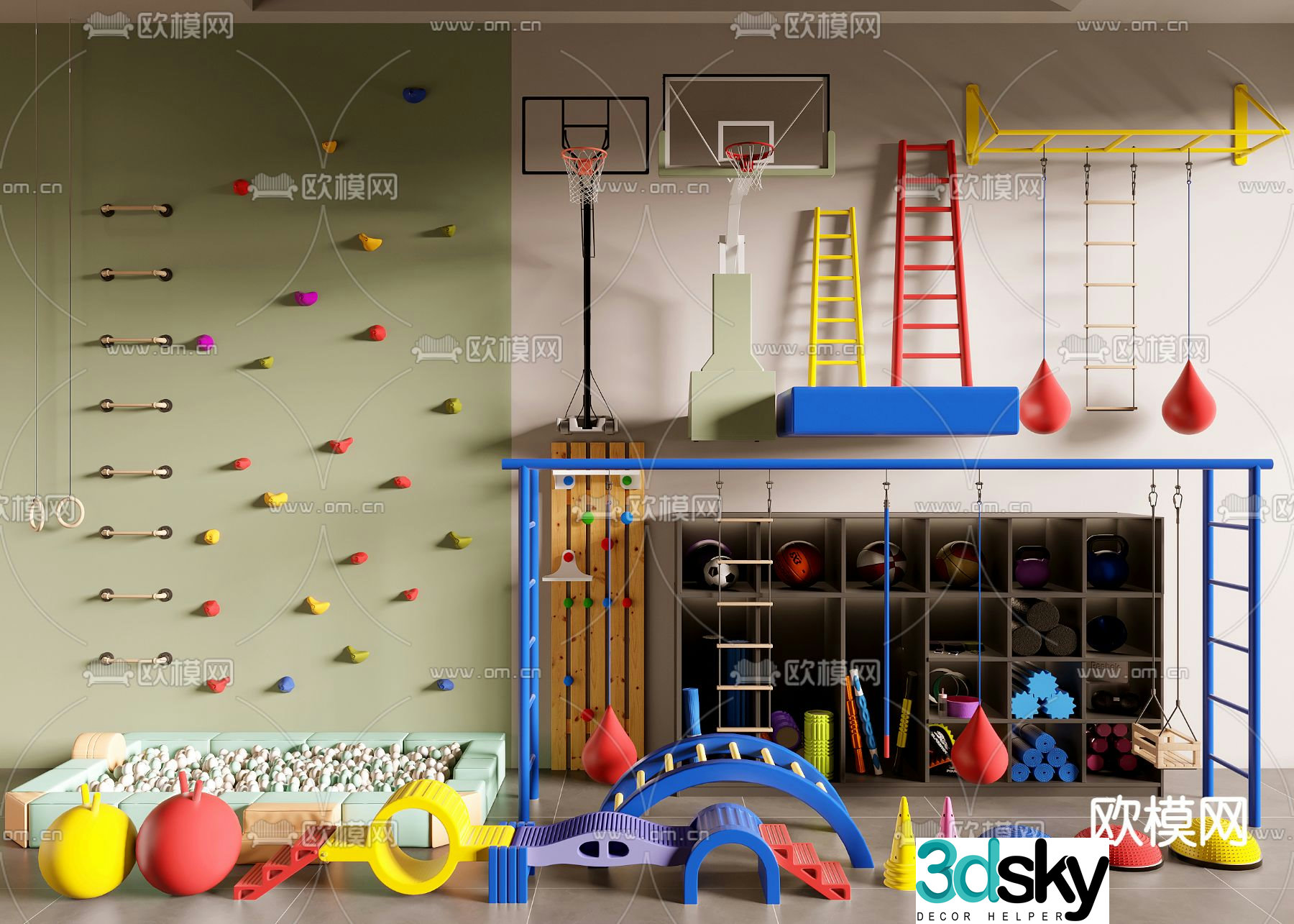 Children's sports equipment climbing wall 3d model