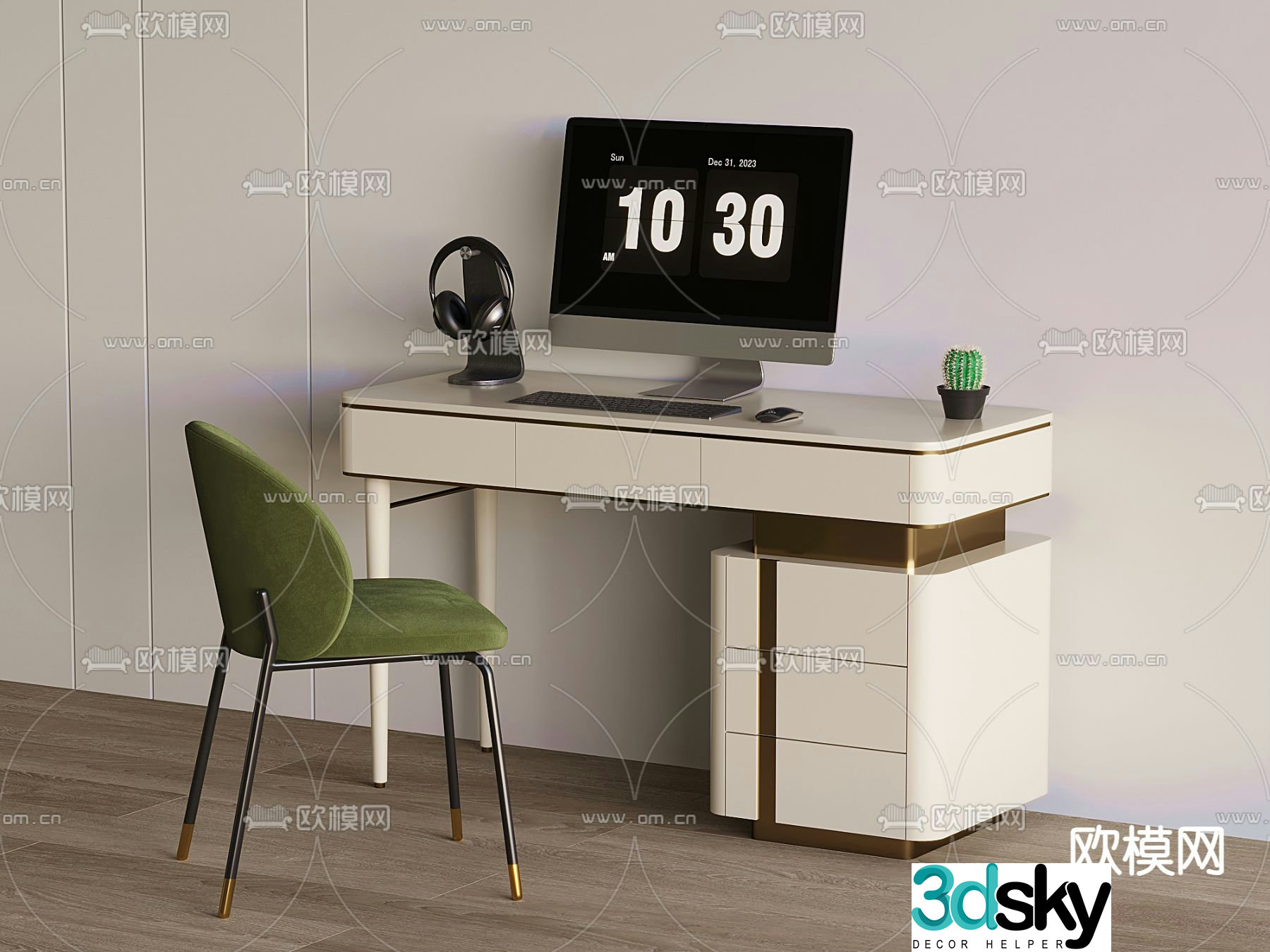 Modern desk chair computer desk 3d model