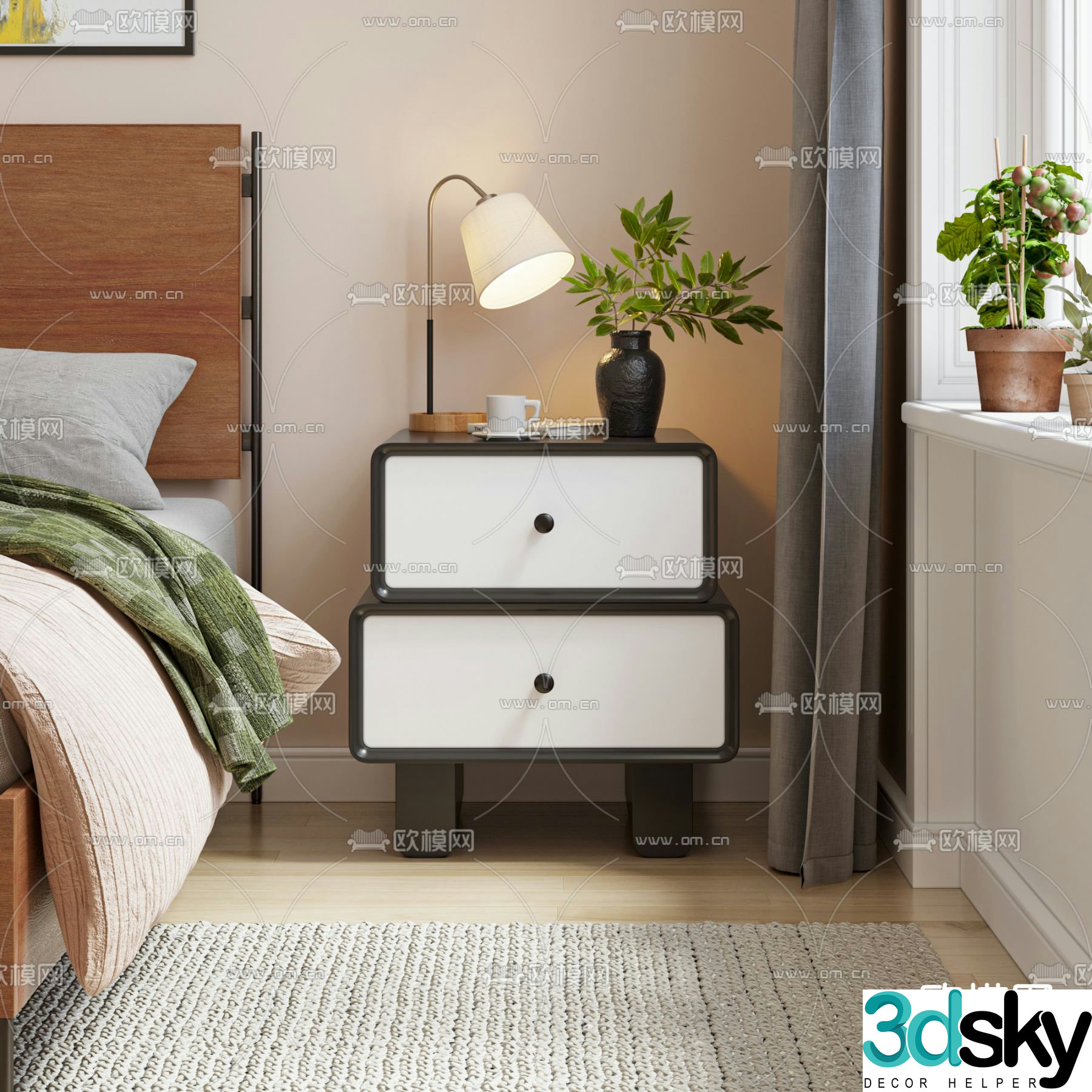 Modern bedside table 3d model