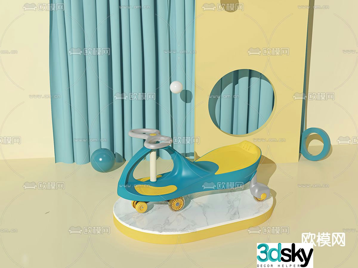 Children’s twist car scooter 3d model