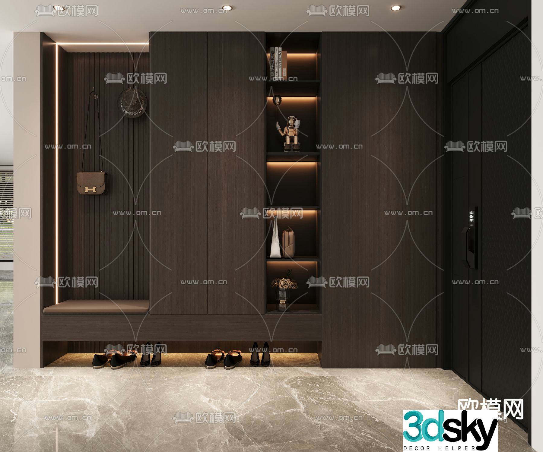 Modern porch shoe cabinet 3d model