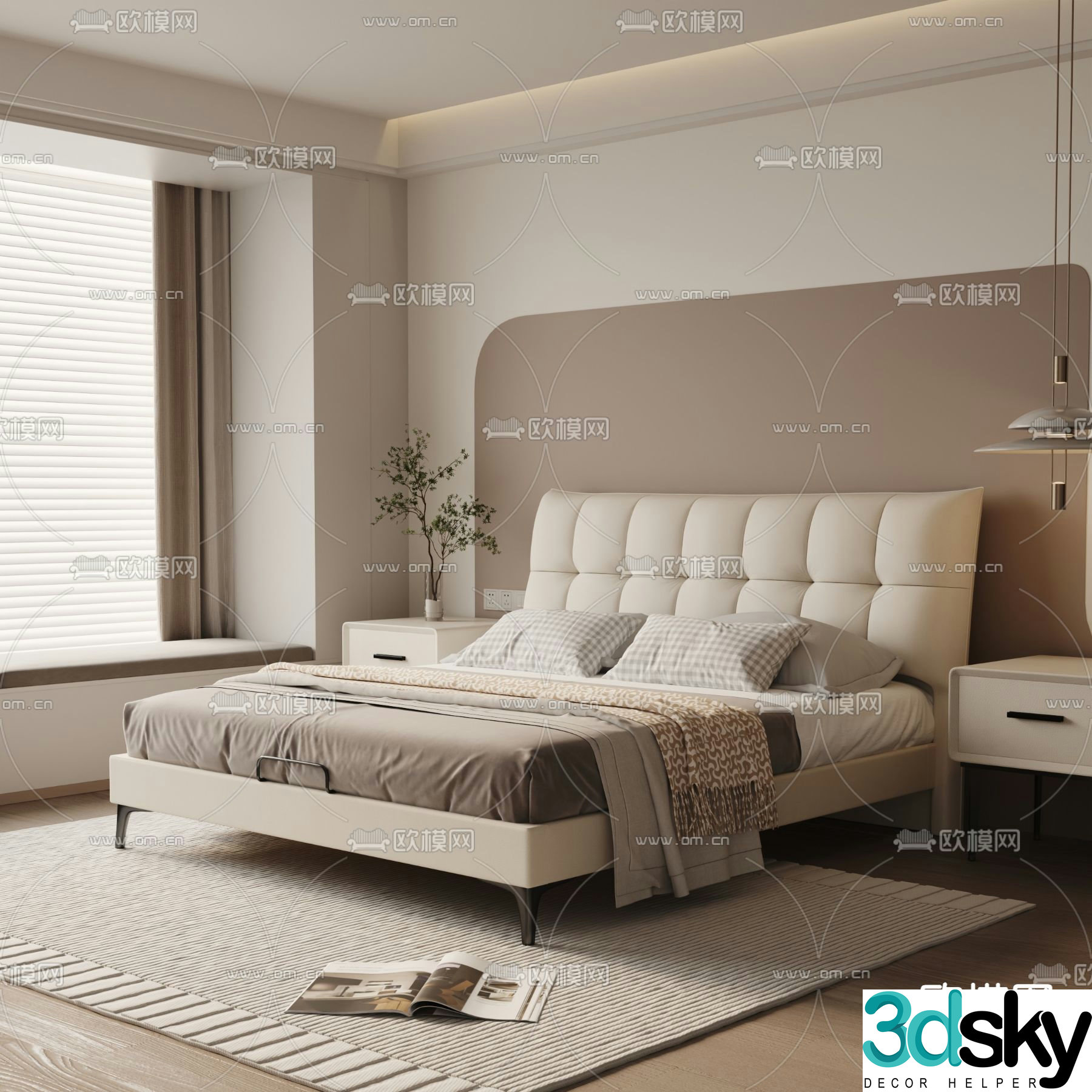 Modern double bed 3d model