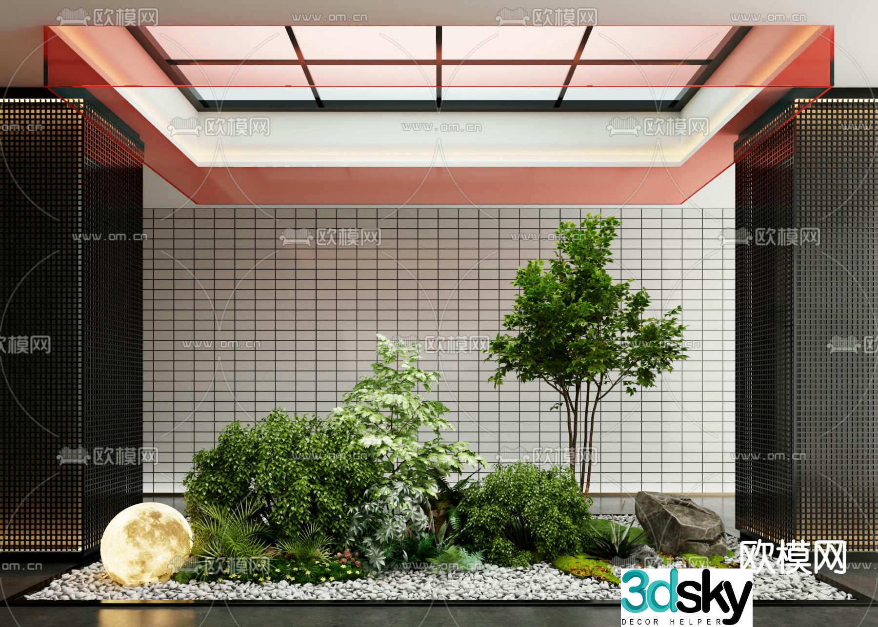 Indoor patio green plant landscaping 3D model