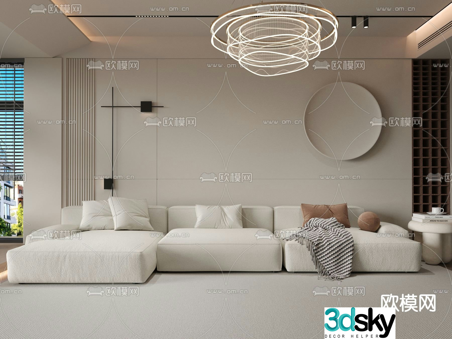 Modern three-person sofa 3d model