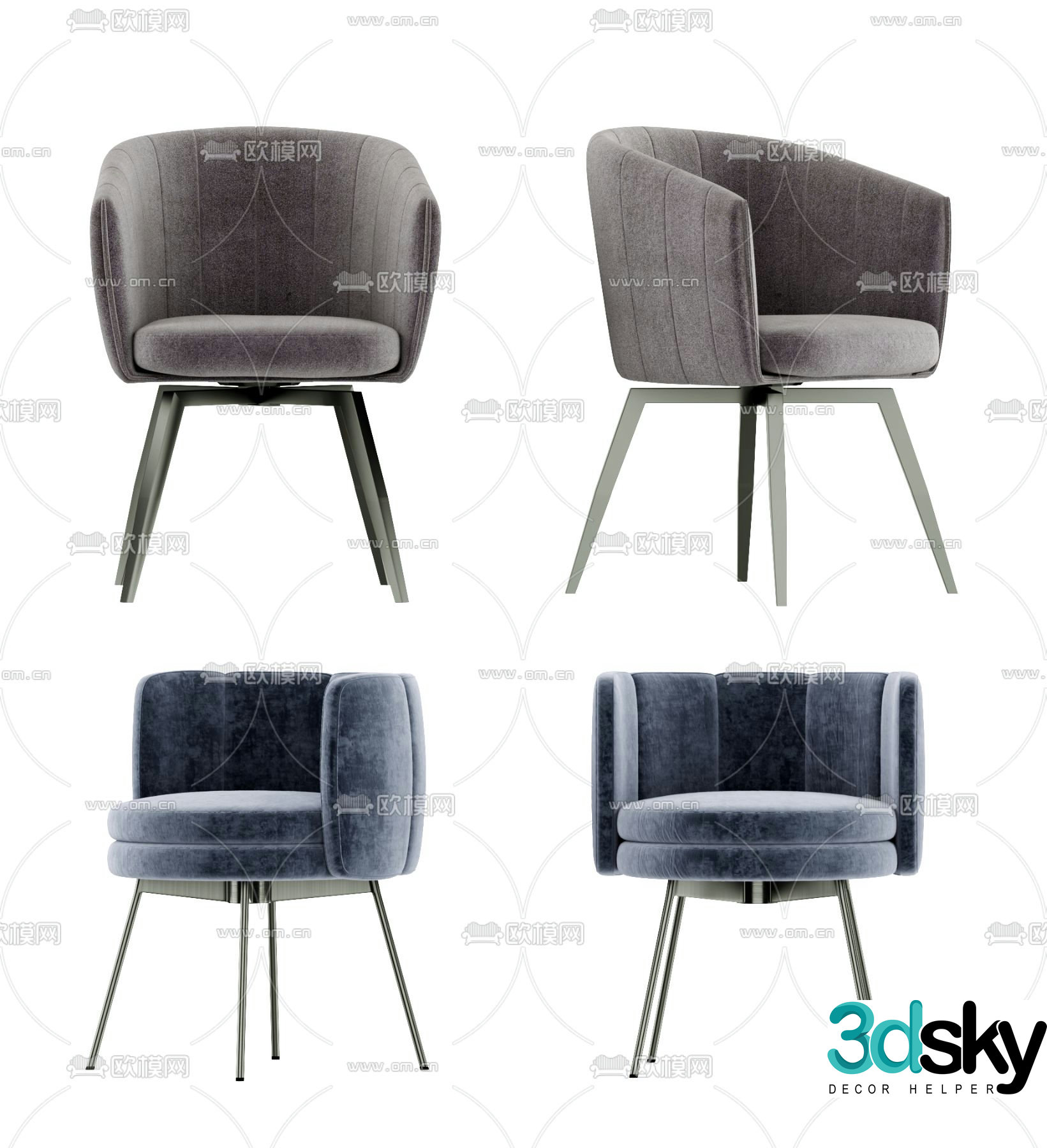 Modern single chair dining chair 3d model