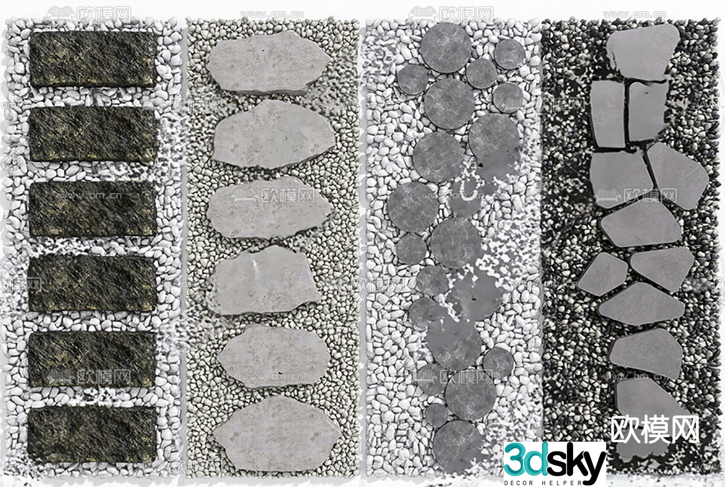 New Chinese style bluestone slab Tingbu stone 3D model