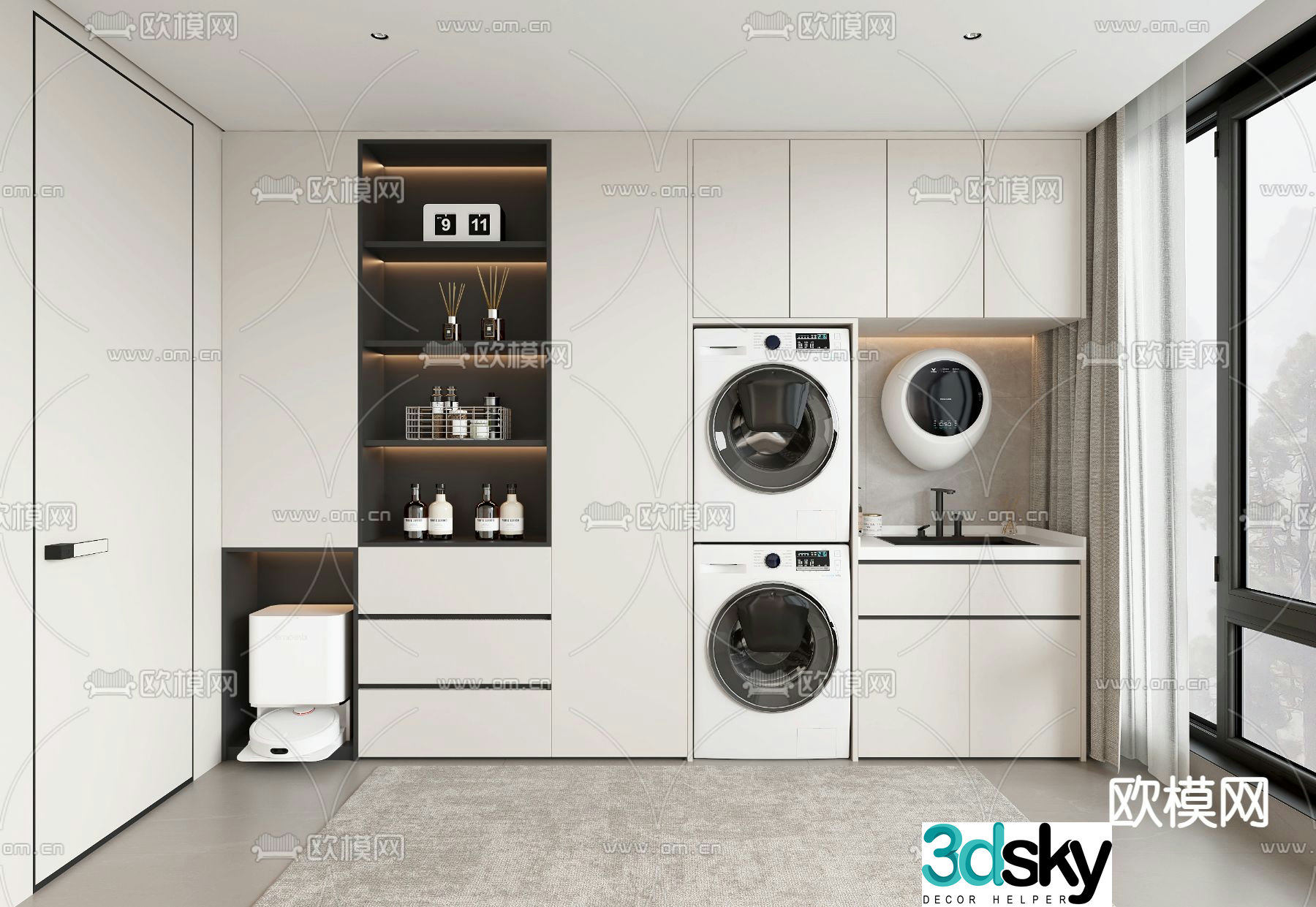 Modern laundry room 3d model