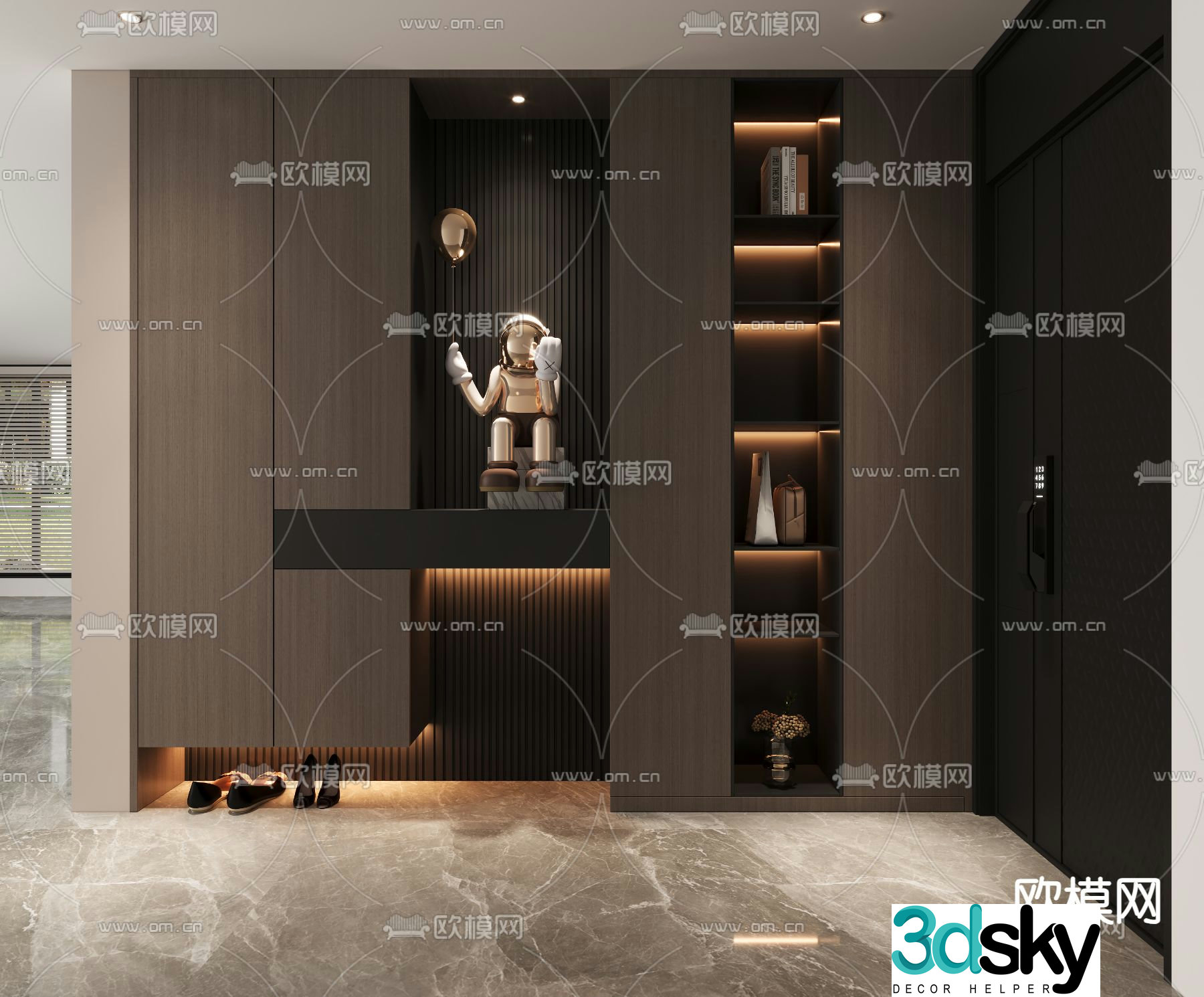 Modern entrance shoe cabinet 3d model