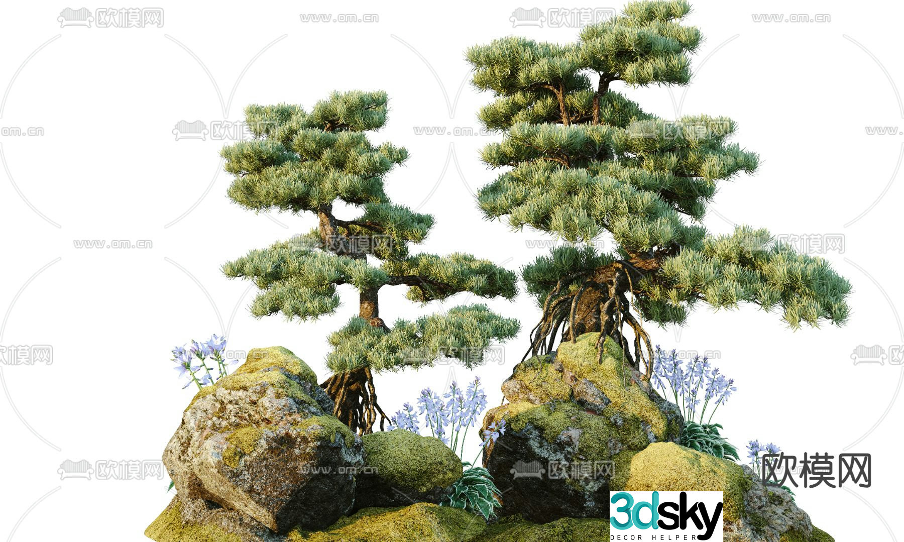 Pine tree sketch green plant pile bonsai 3d model