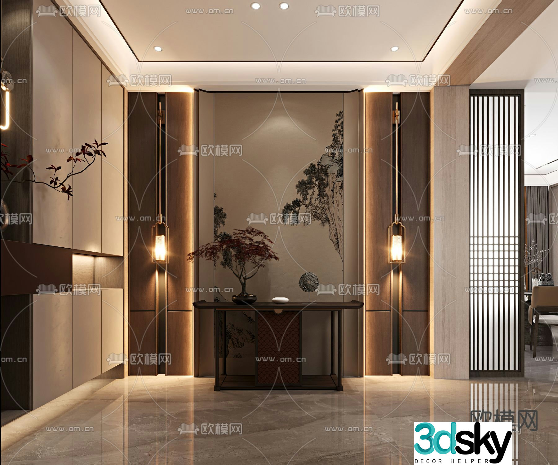 Chinese-style entrance desk Duanjingdai 3D model