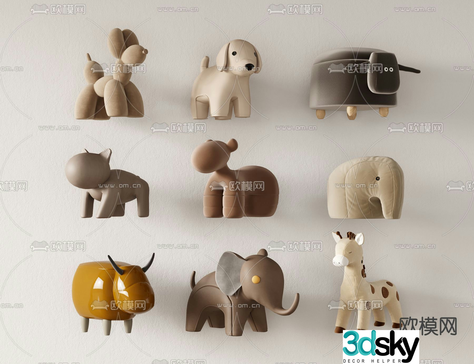 Modern children’s plush toy doll 3d model