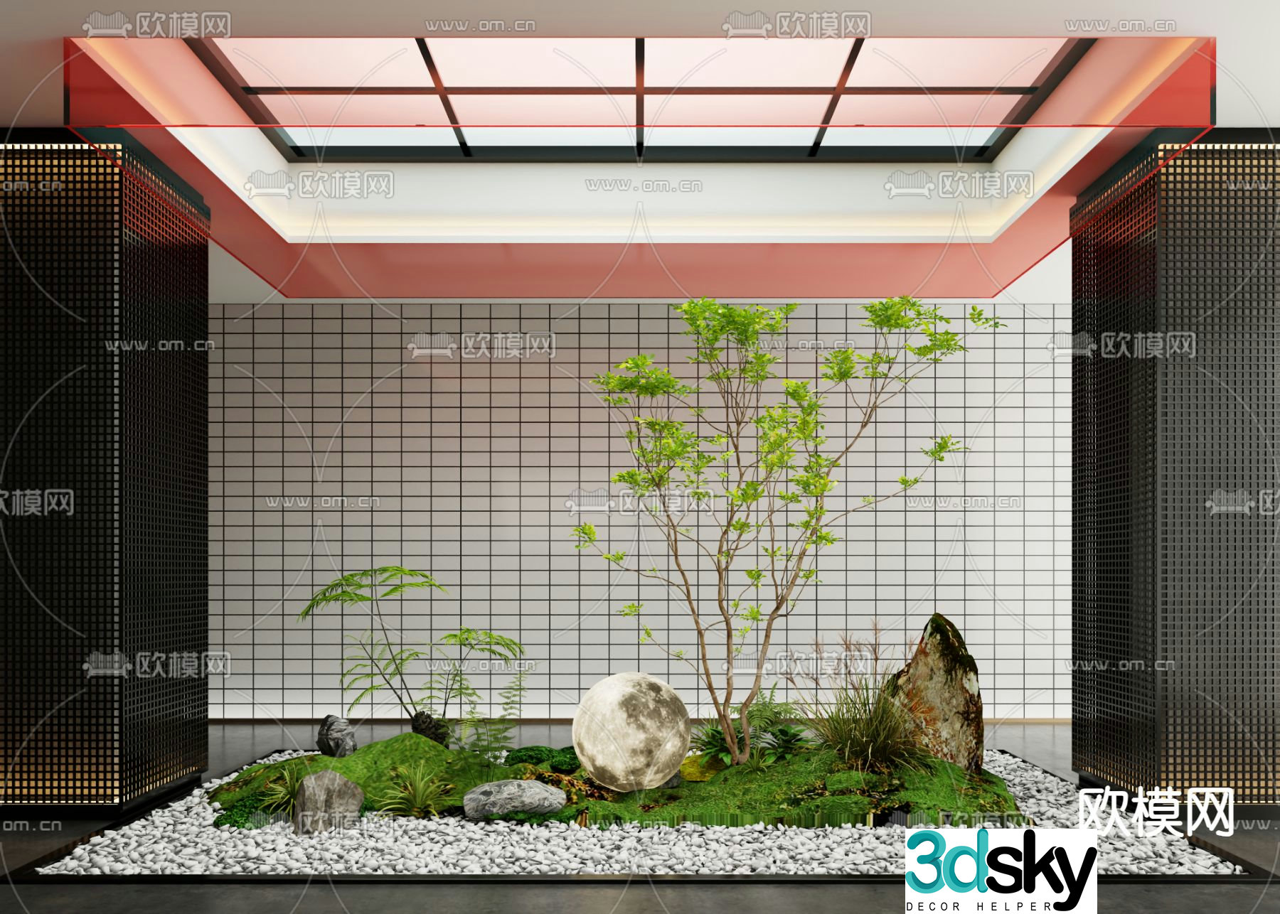 Indoor patio green plant landscaping 3D model