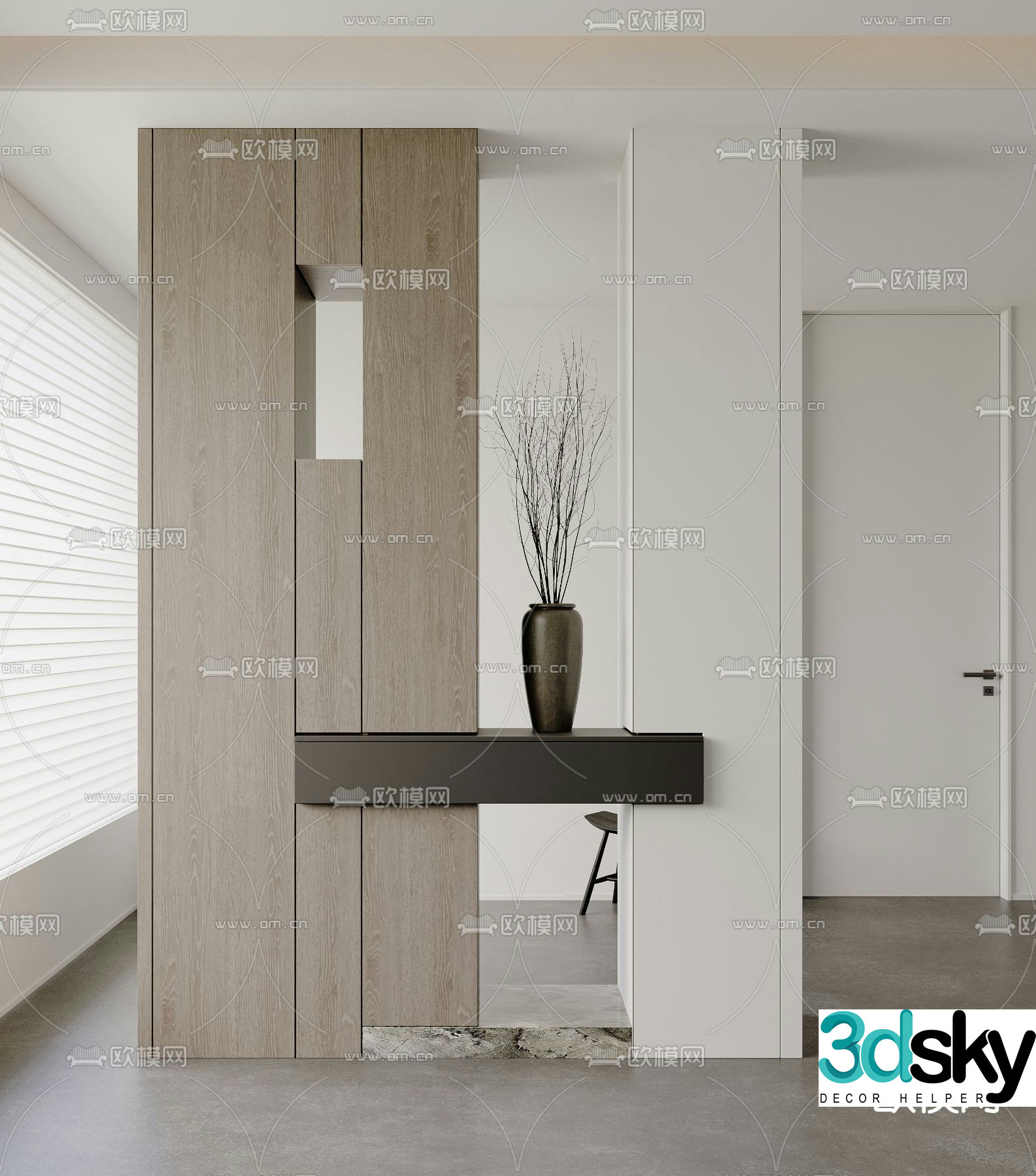 Modern entrance shoe cabinet partition cabinet 3d model