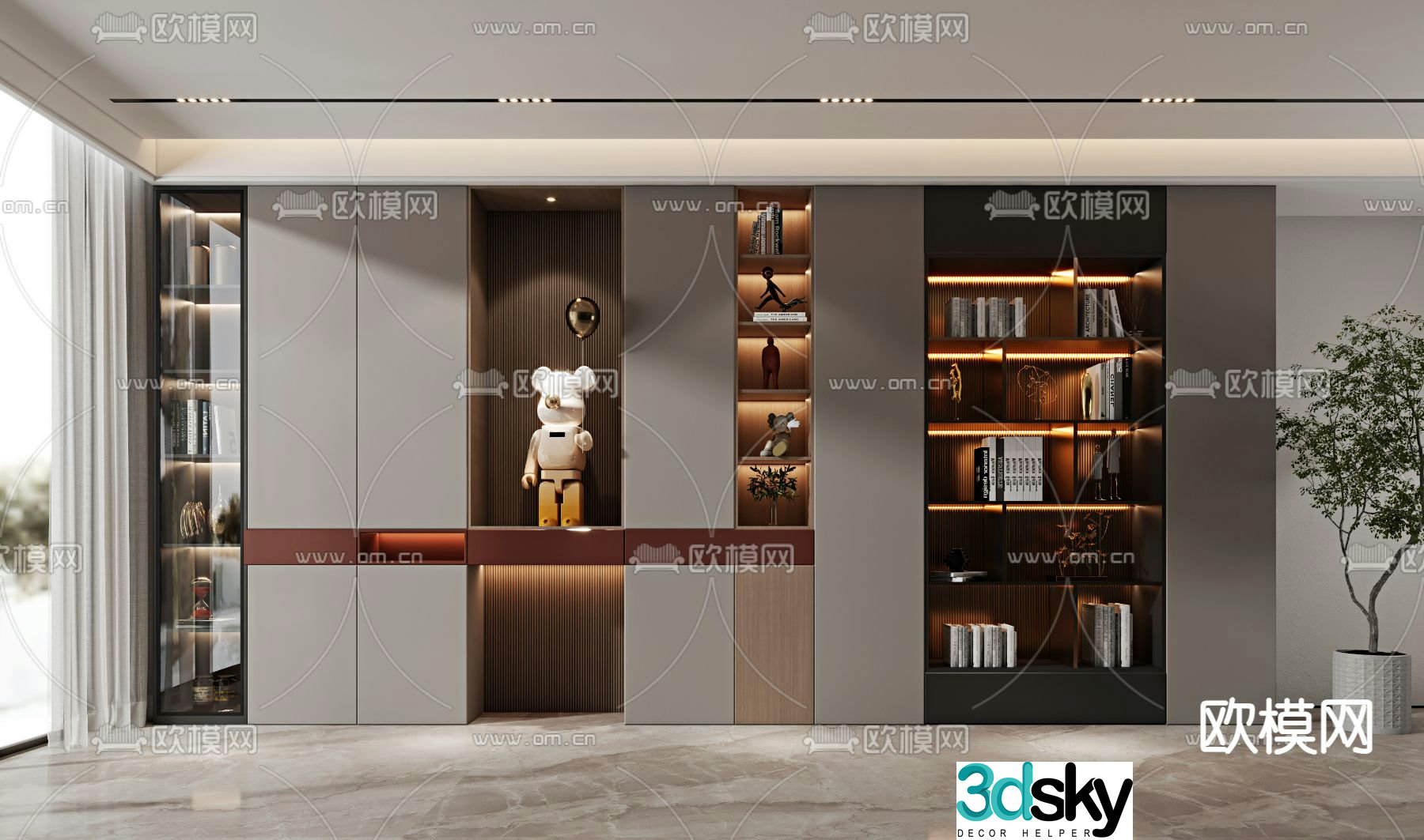 Modern decorative cabinet bookcase 3d model