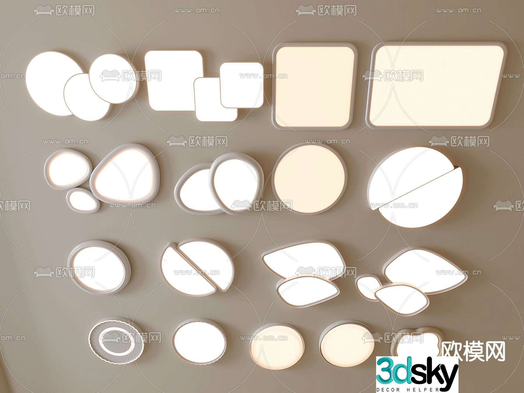 Geometric ceiling lamp bedroom lamp 3d model