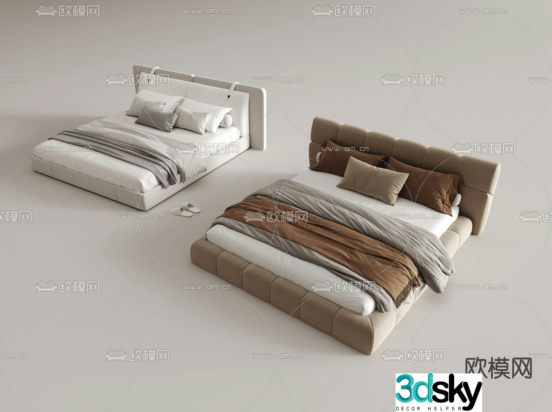 Modern double bed 3d model