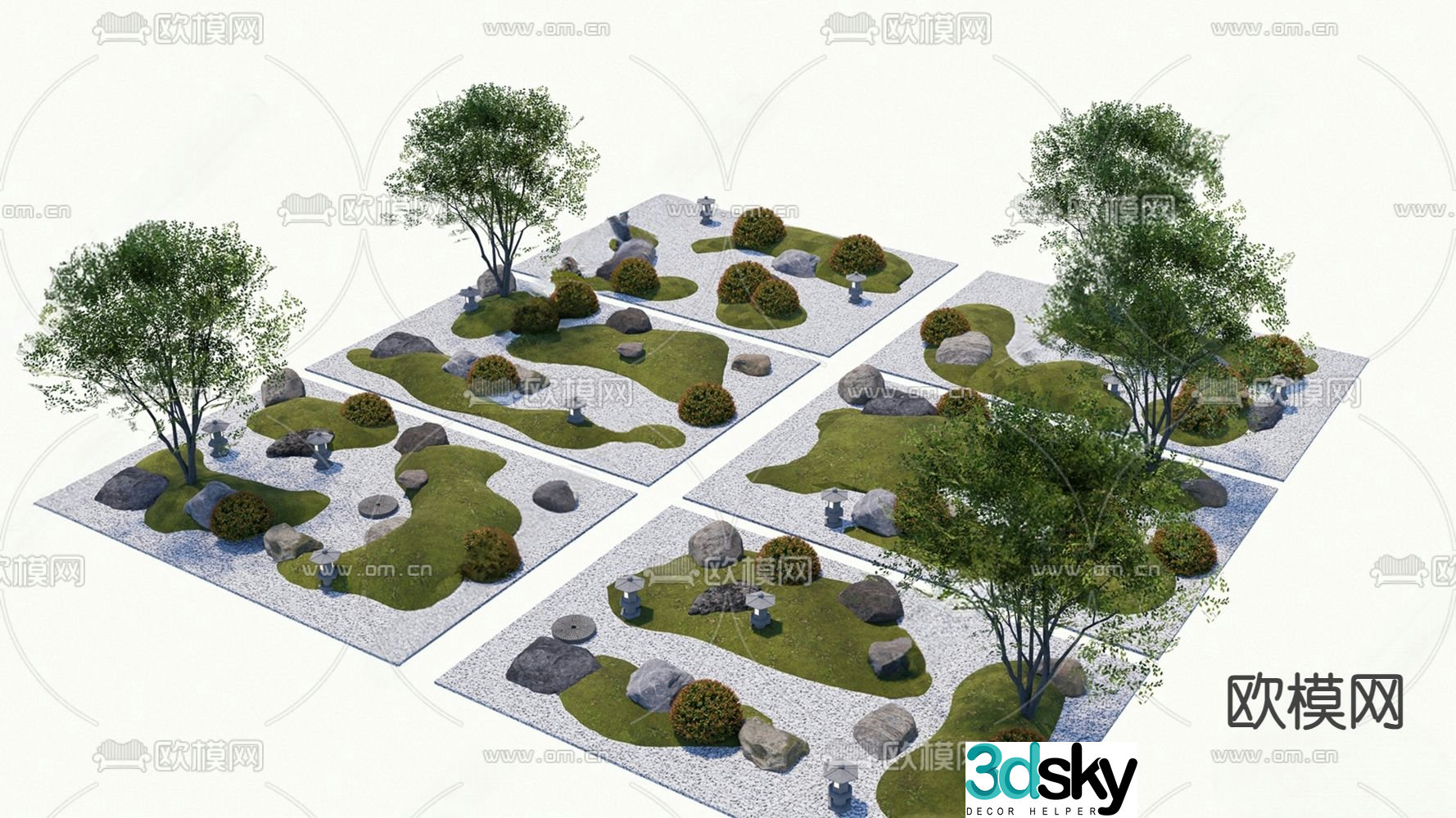 Modern micro terrain landscape sketch 3D model