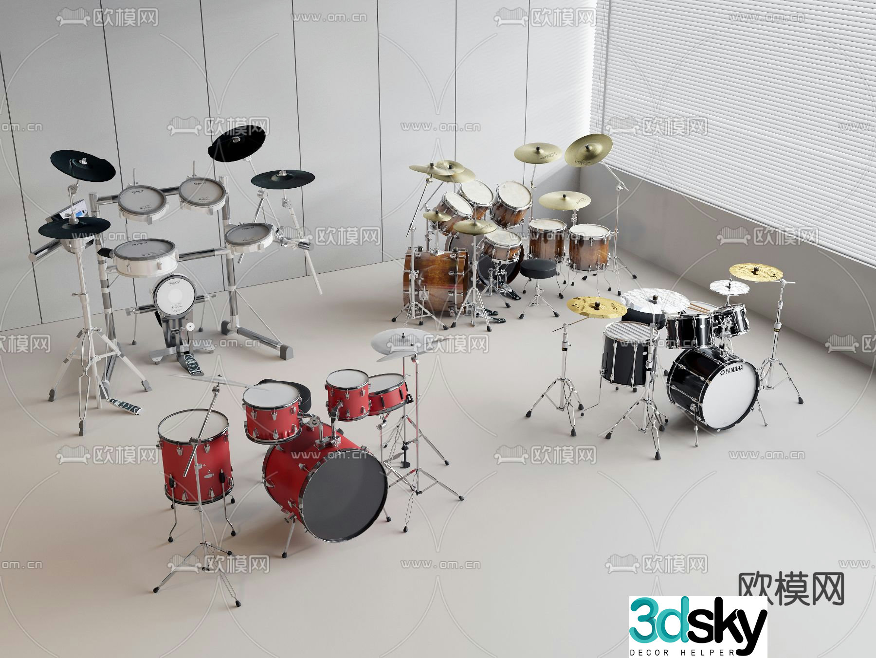 Drum set musical instrument 3d model