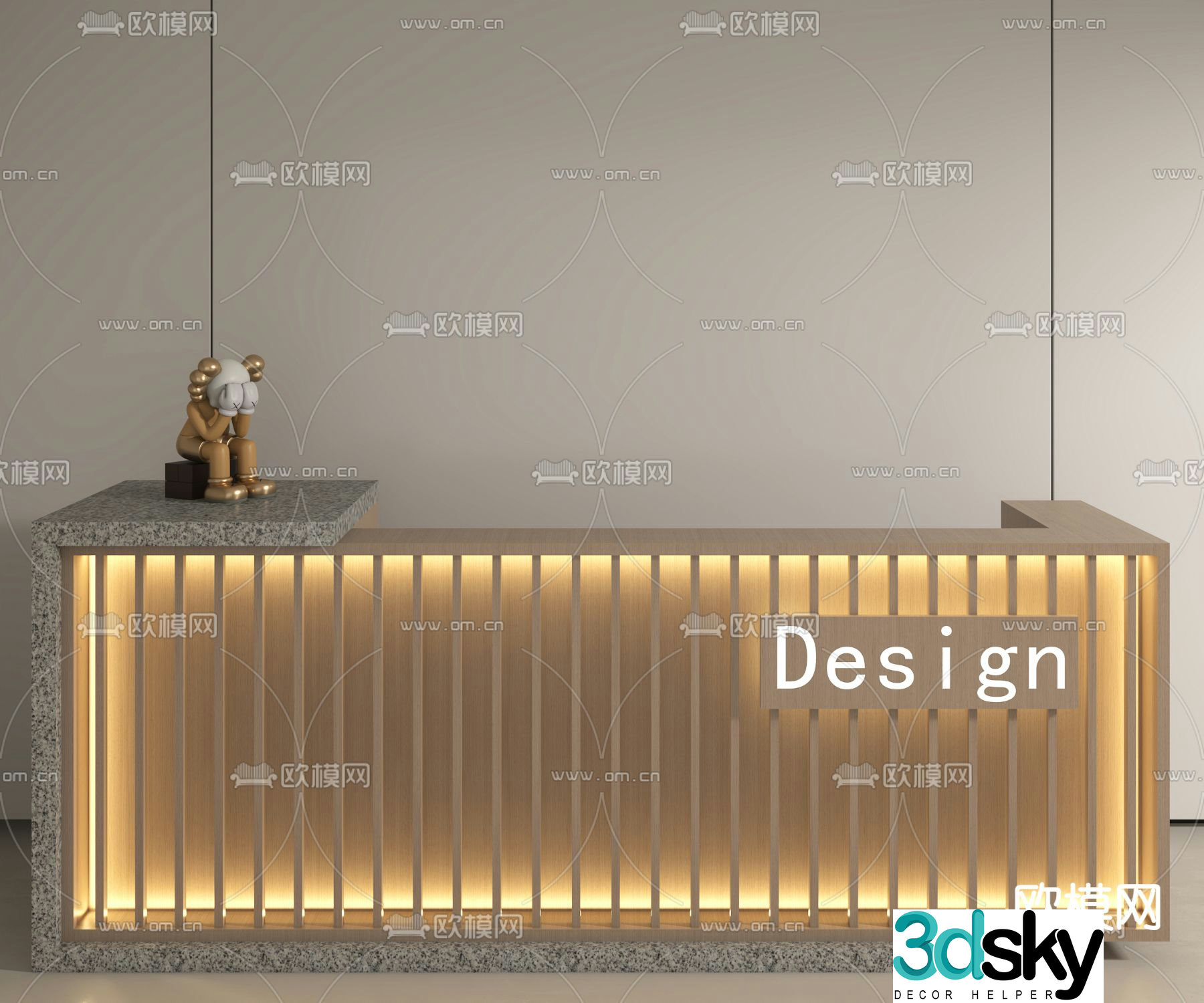 Modern front desk reception desk service desk 3d model