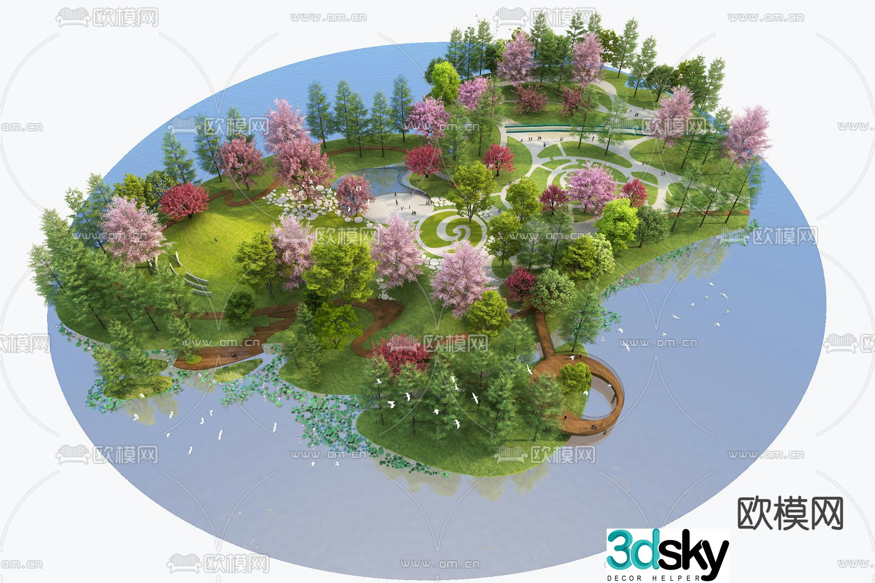 Modern garden landscape 3d model
