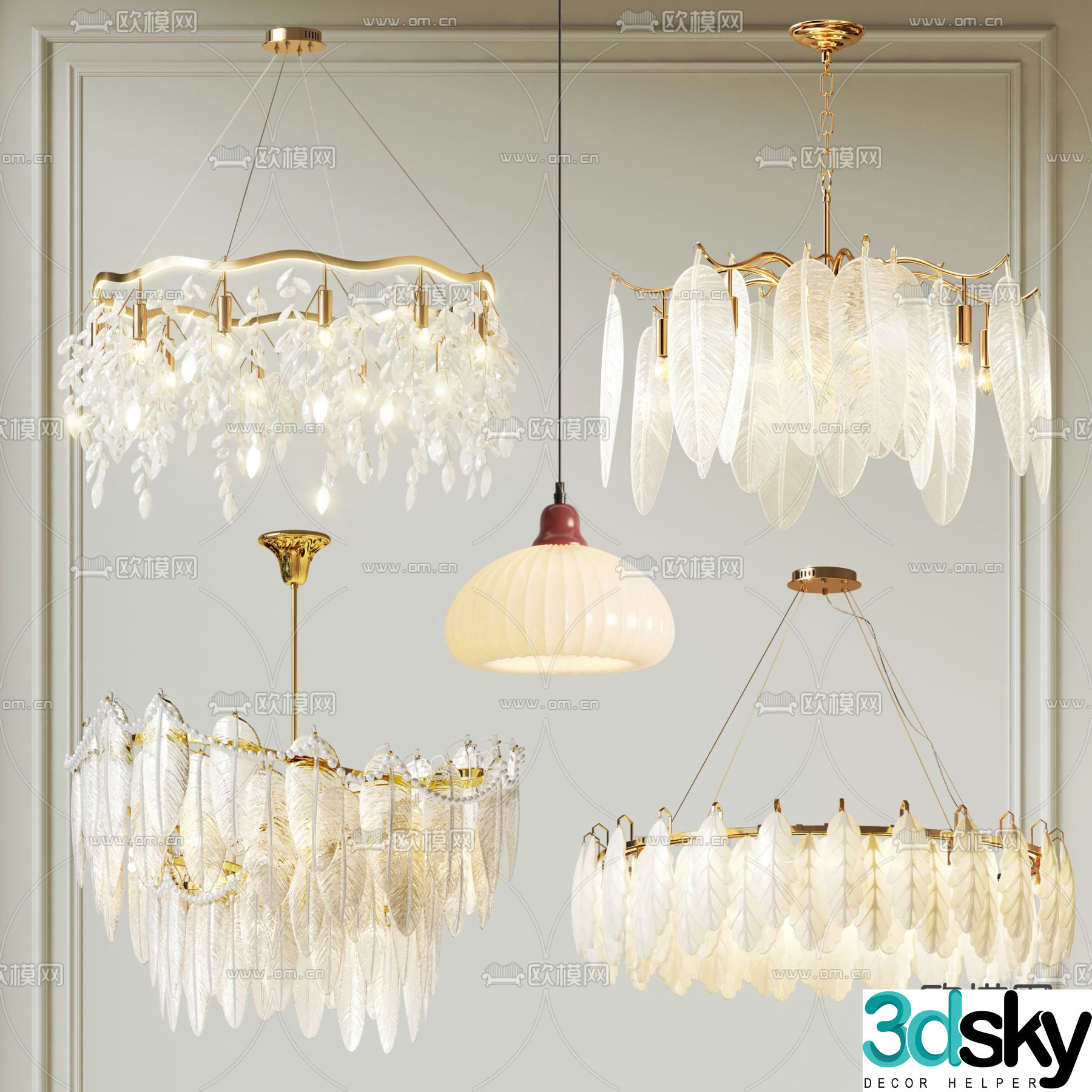 French metal chandelier 3d model