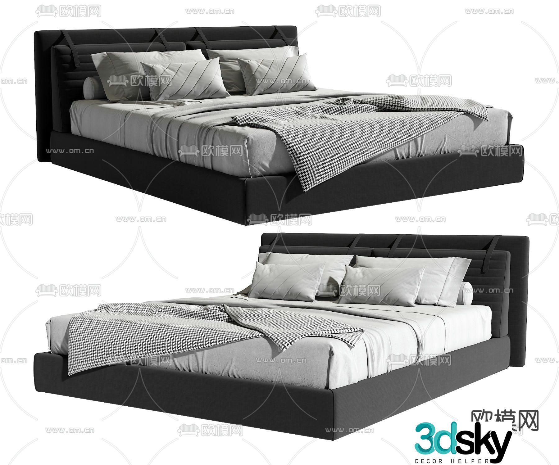 Modern double bed 3d model