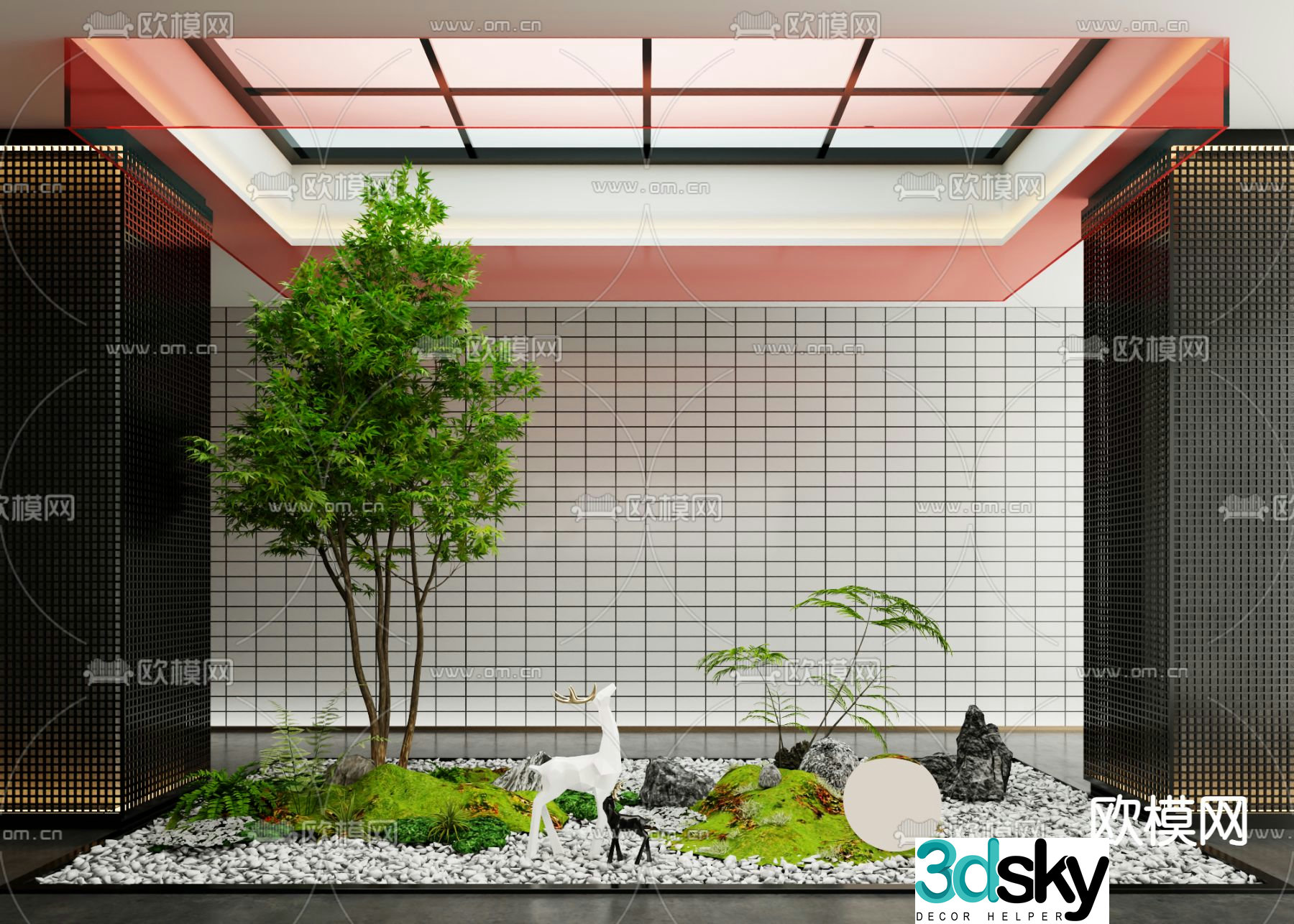 Indoor patio green plant landscaping 3D model