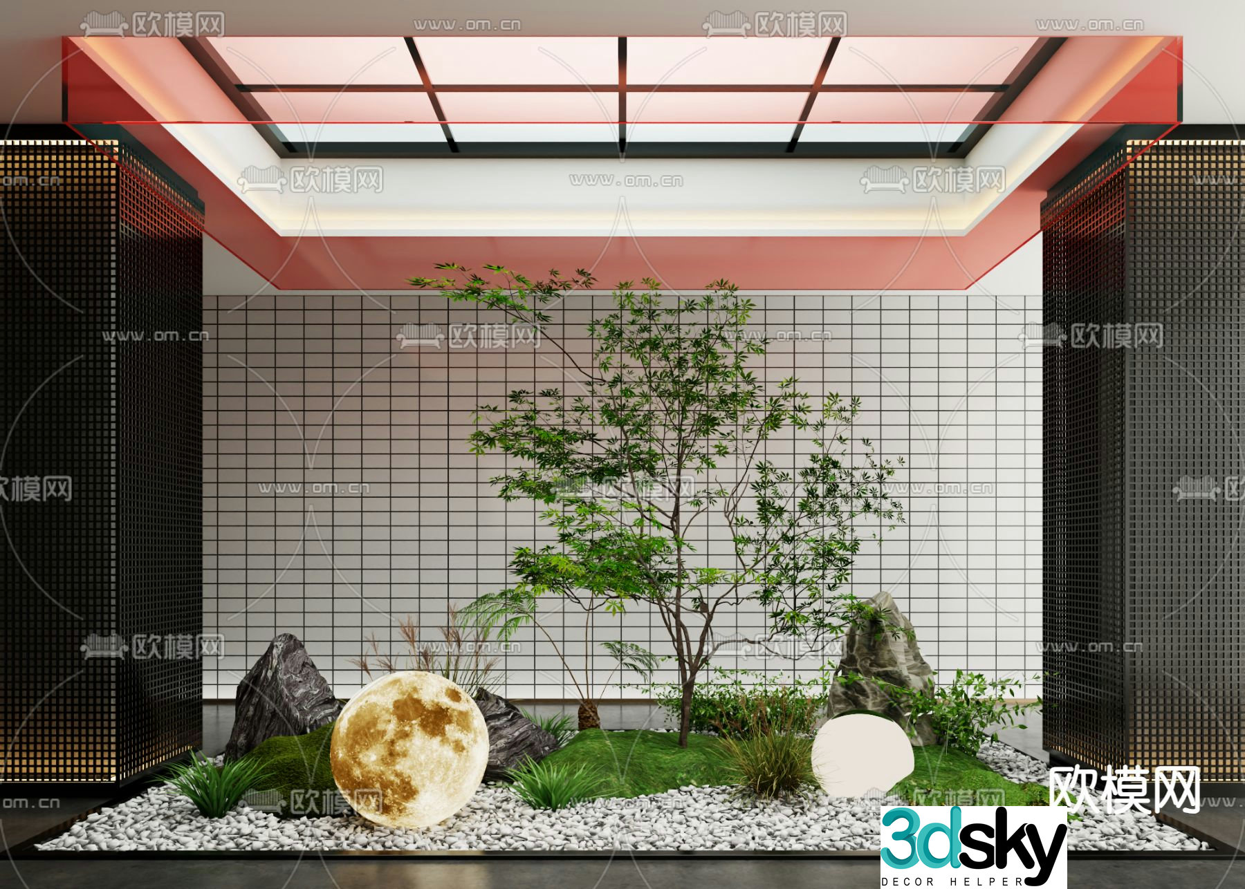 Indoor patio green plant landscaping 3D model