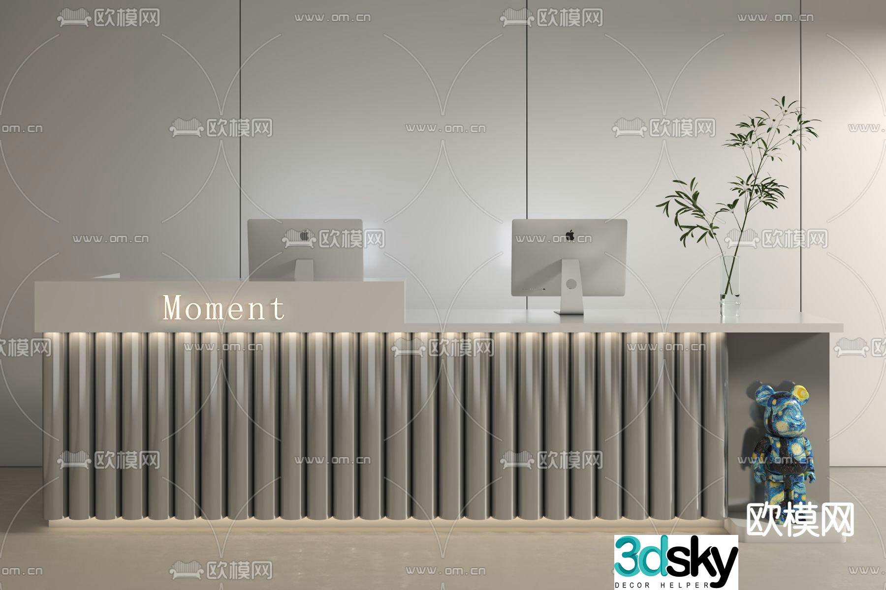 Modern front desk reception desk service desk 3d model