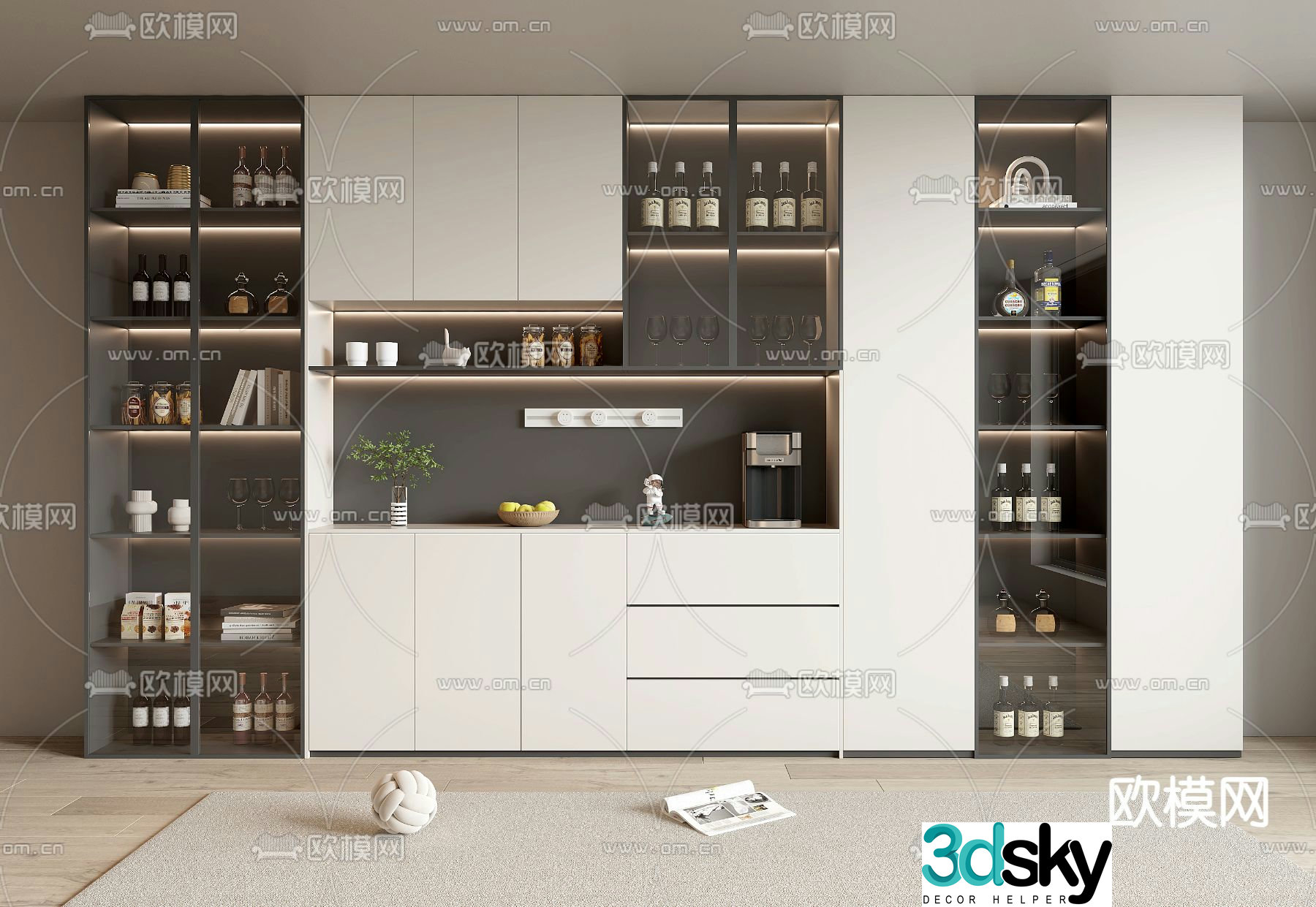 Modern wine cabinet sideboard 3d model