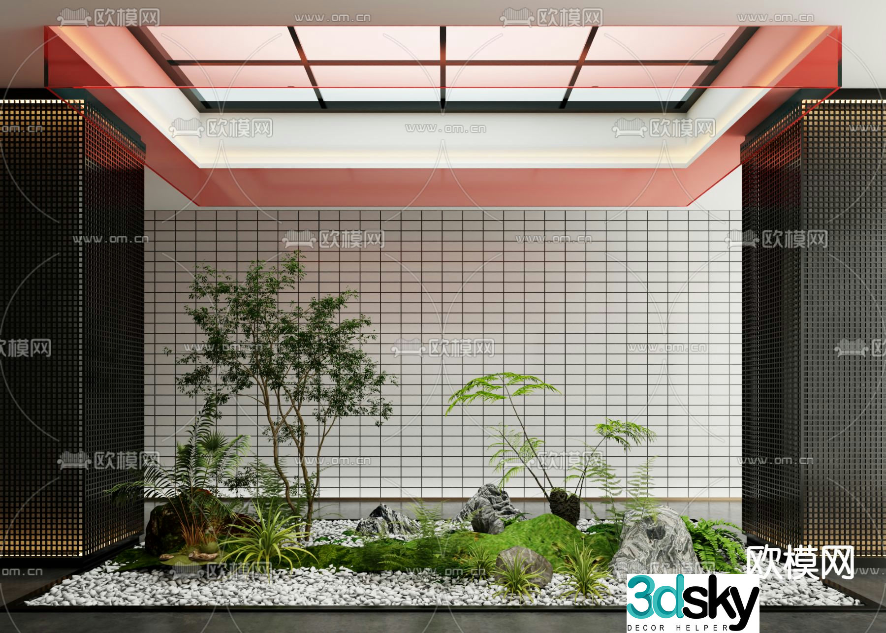 Indoor patio green plant landscaping 3D model