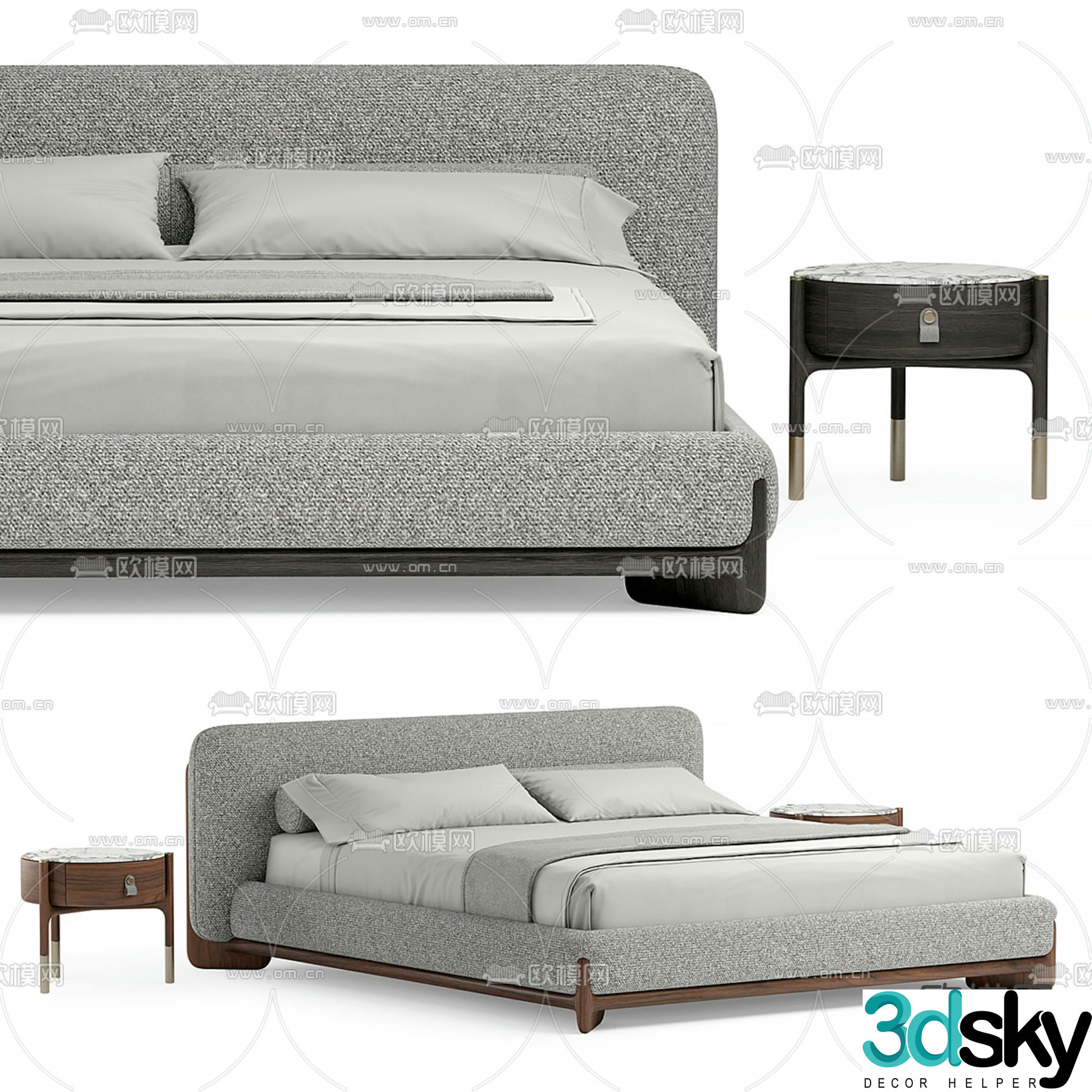 Modern double bed 3d model