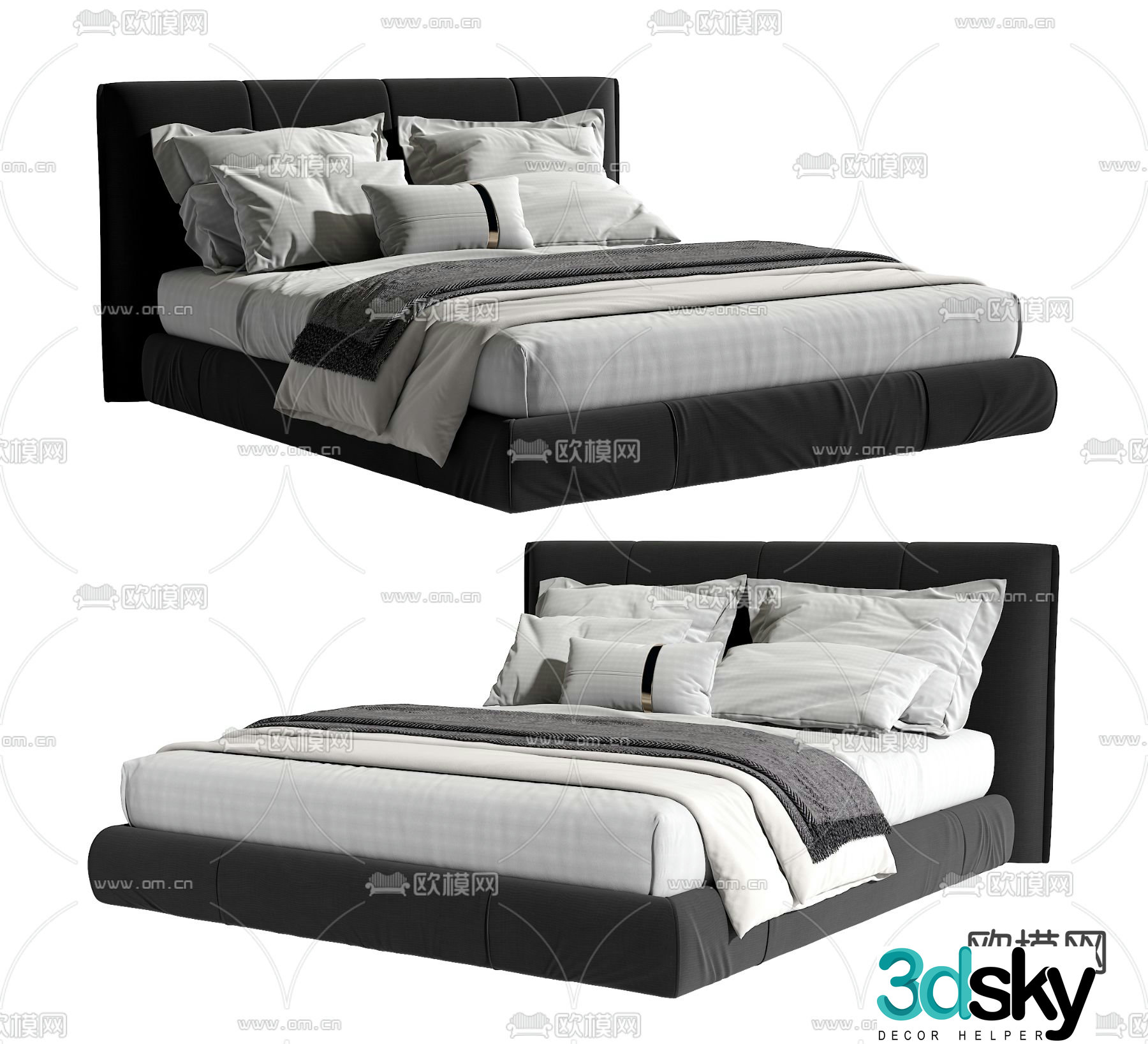 Modern double bed 3d model