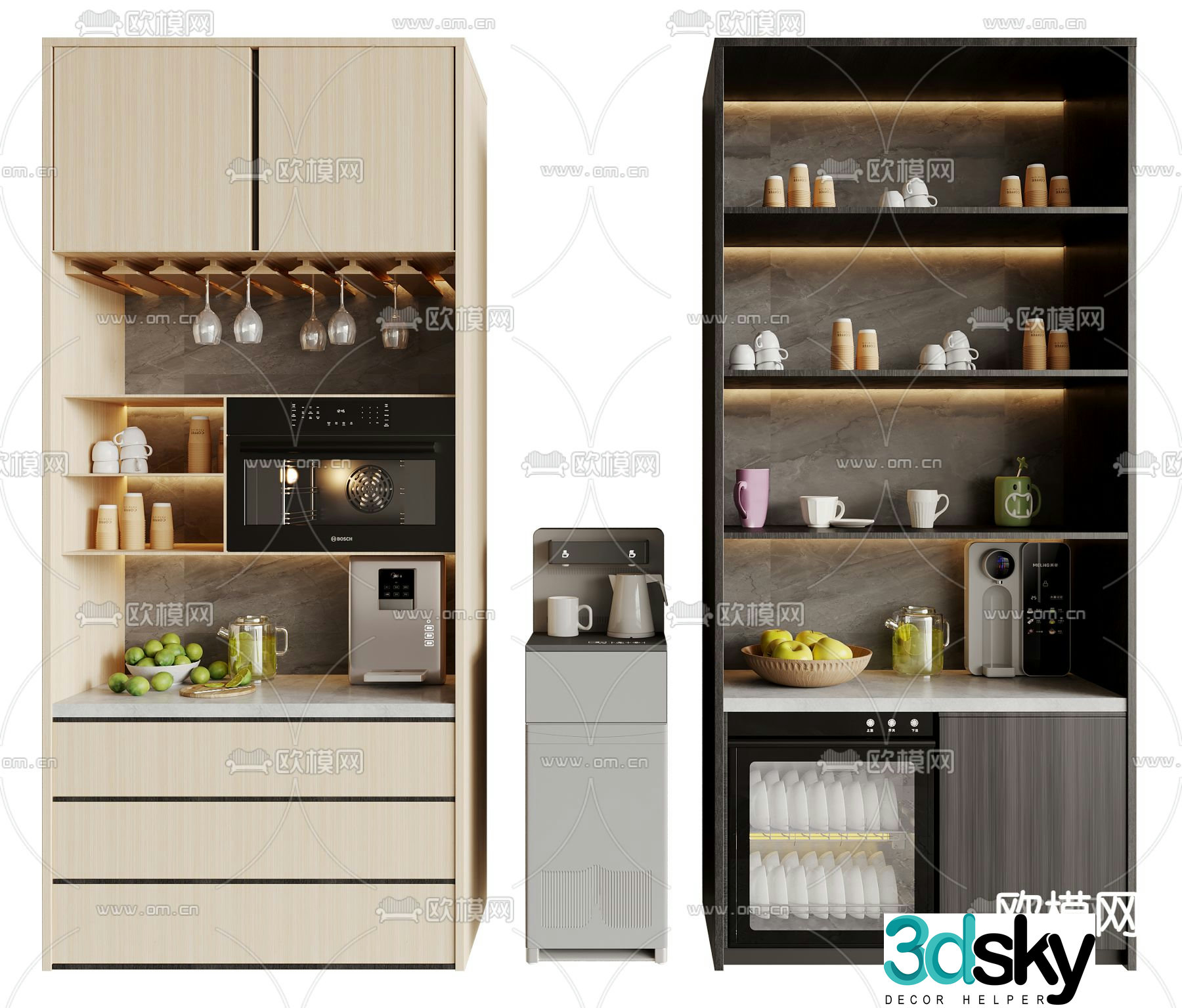 Modern sideboard tea cabinet water dispenser 3d model